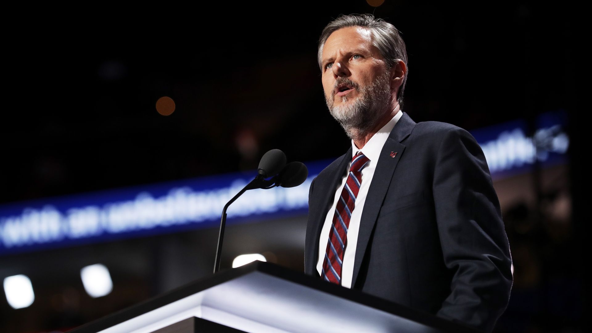President of Liberty University, Jerry Falwell Jr., delivers a speech at the Republican National Convention on July 21, 2016 