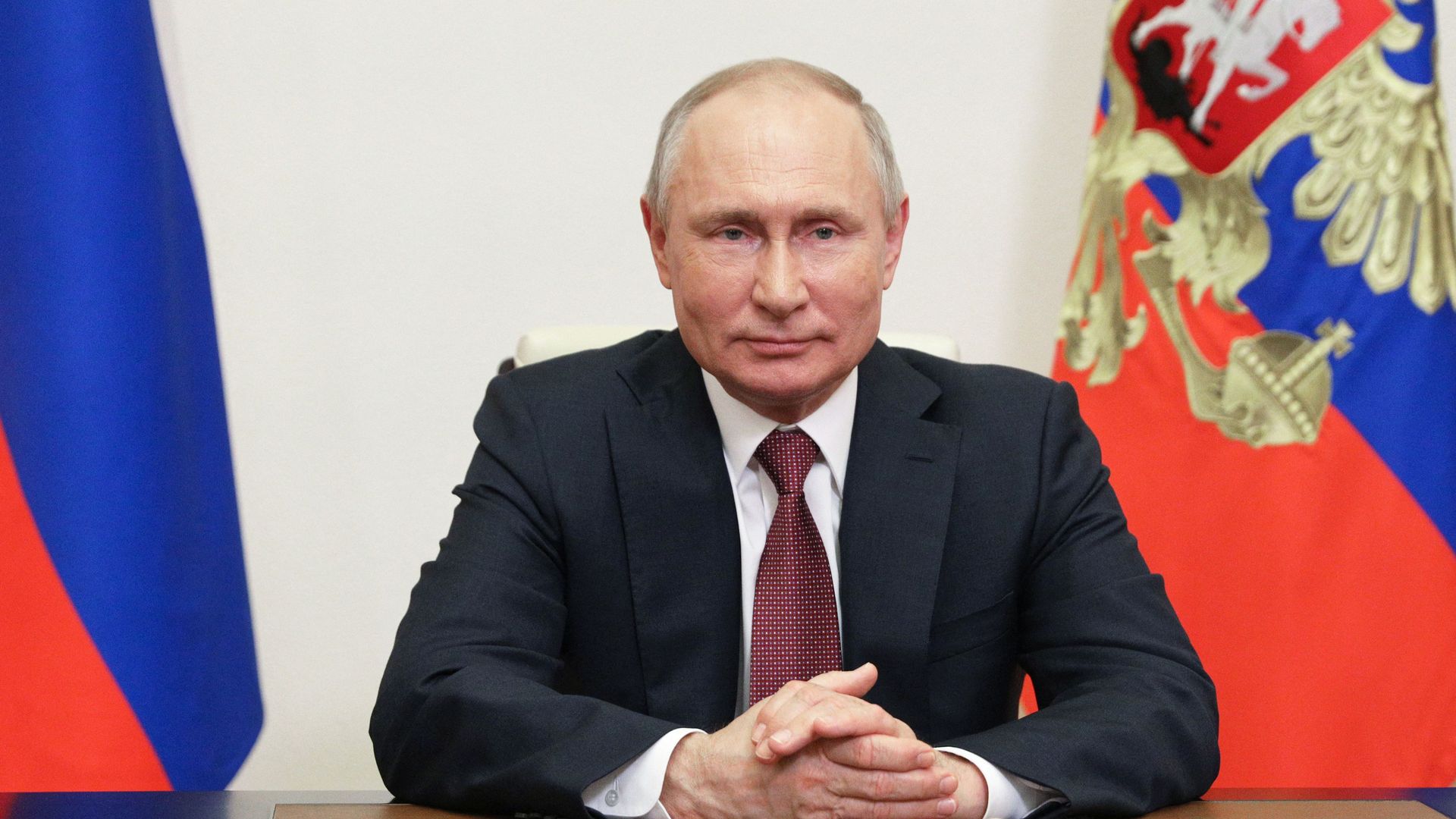Russian President Vladimir Putin during a video message on May 27.