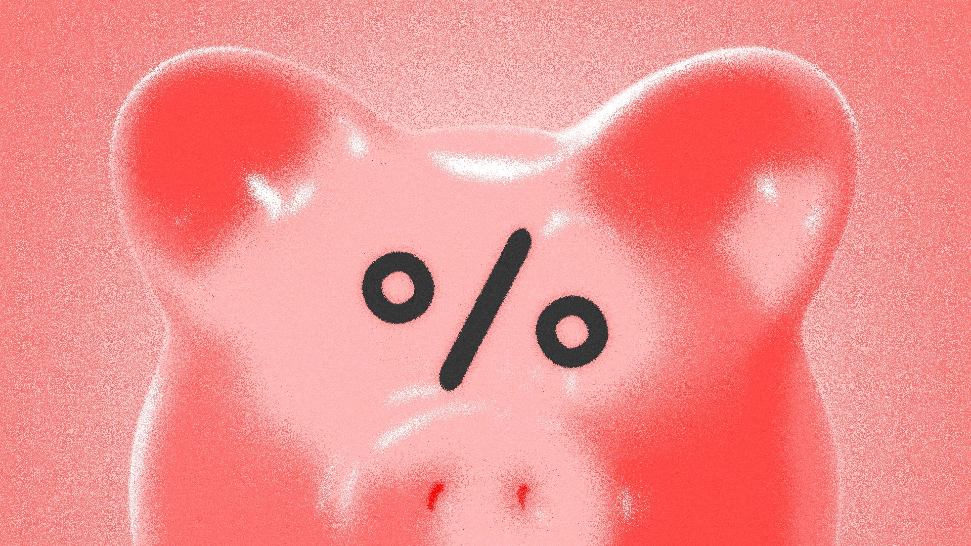 Illustration of a piggy bank but the eyes are replaced with a percentage symbol.