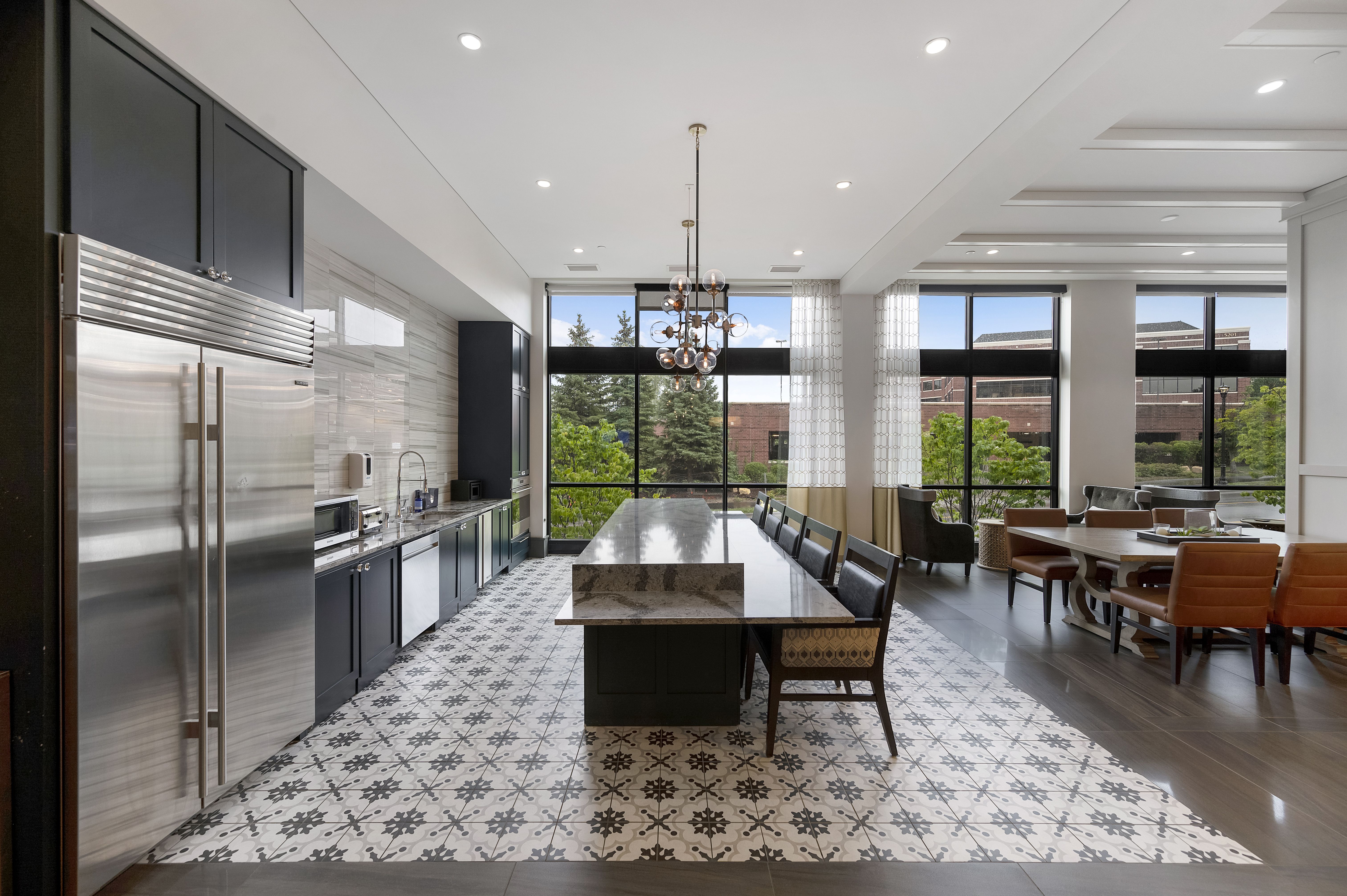 luxury lounge space with demonstration kitchen