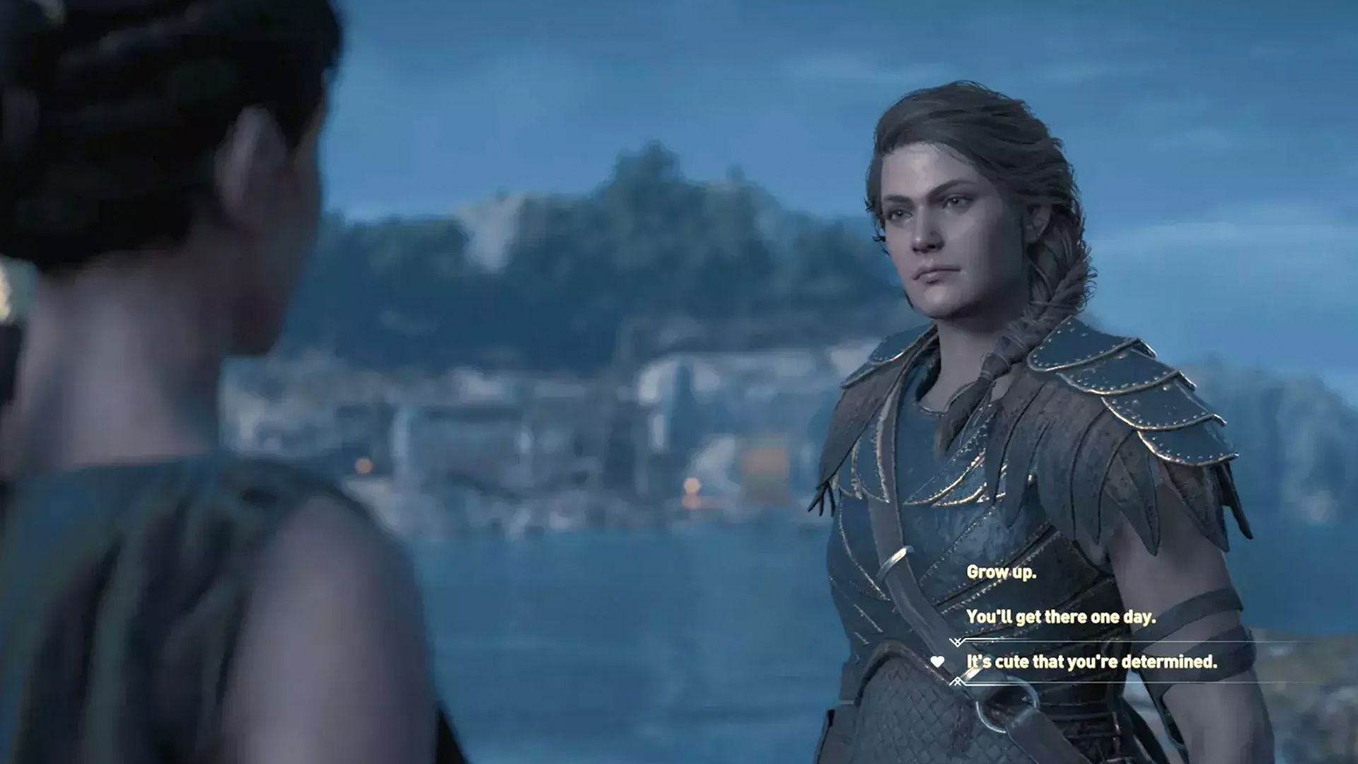 Screenshot from Assassin's Creed Odyssey shows a character of a man and a woman.