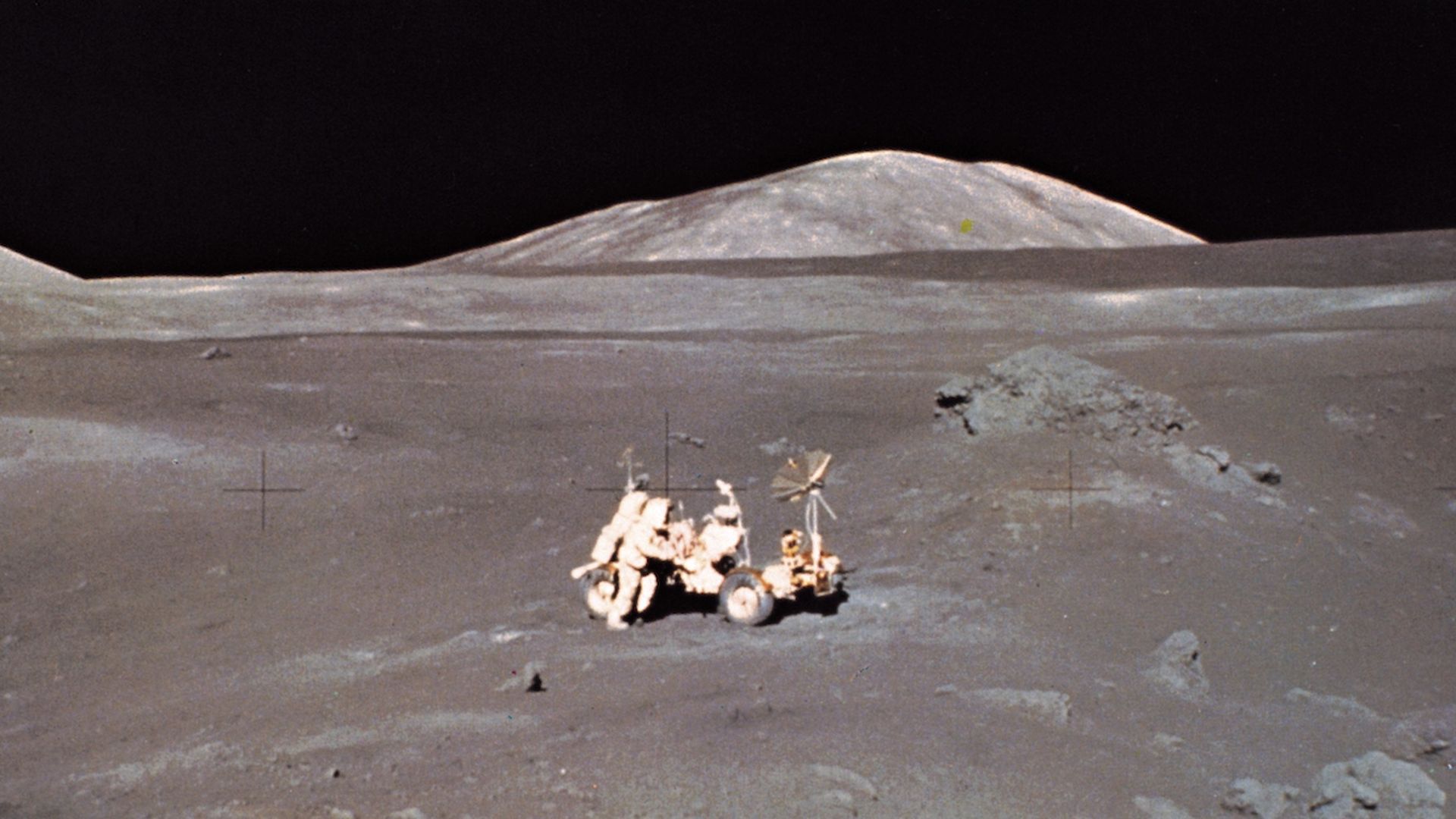 Harrison Schmitt Working At Lunar Roving Vehicle on the moon.