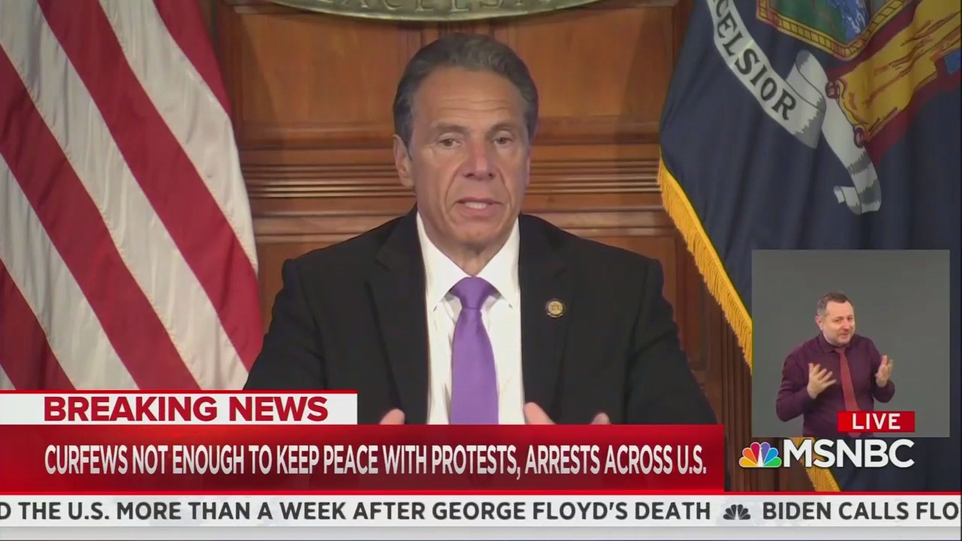 MSNBC screenshot of Andrew Cuomo