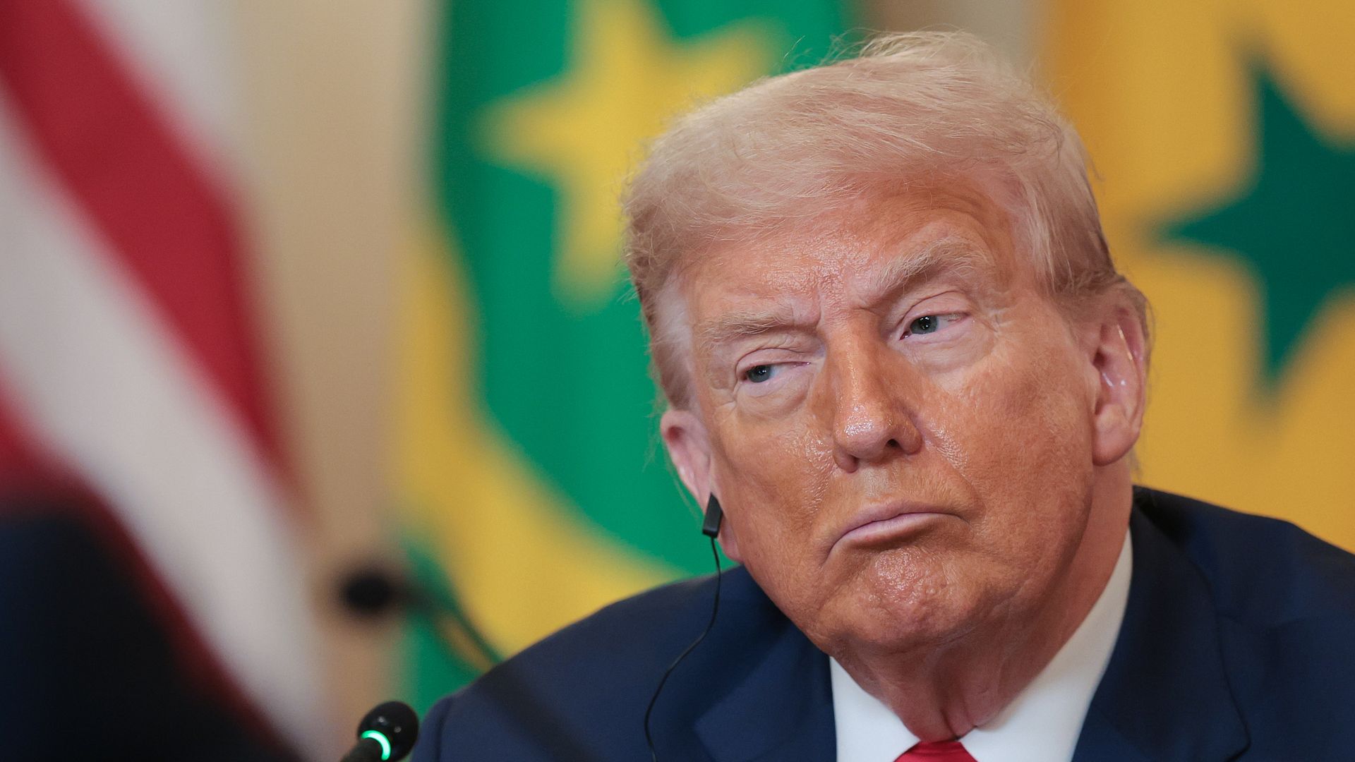 President Donald Trump listens as African Leaders deliver remarks during a lunch.