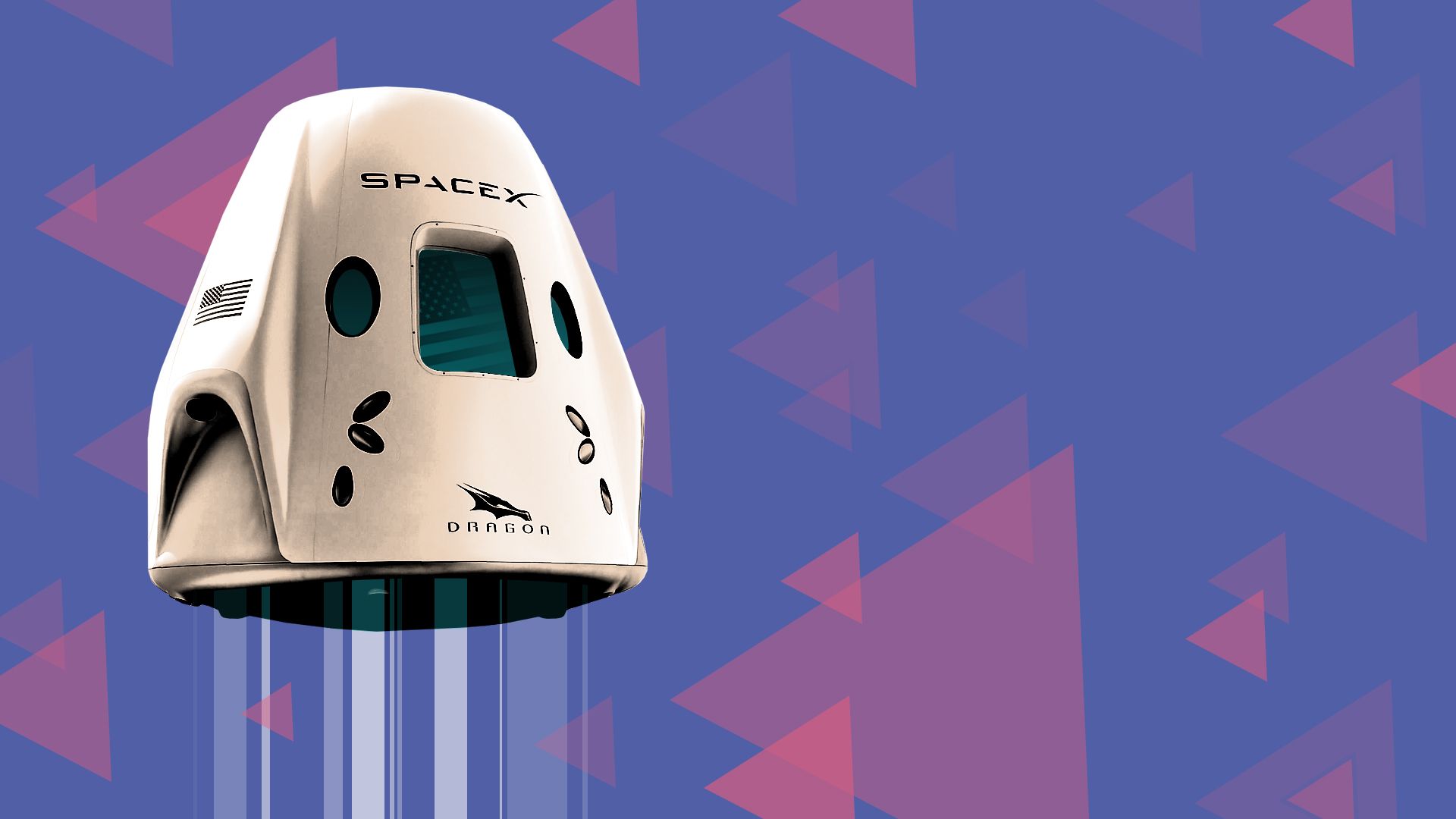 Illustration of a SpaceX Crew Dragon spacecraft.