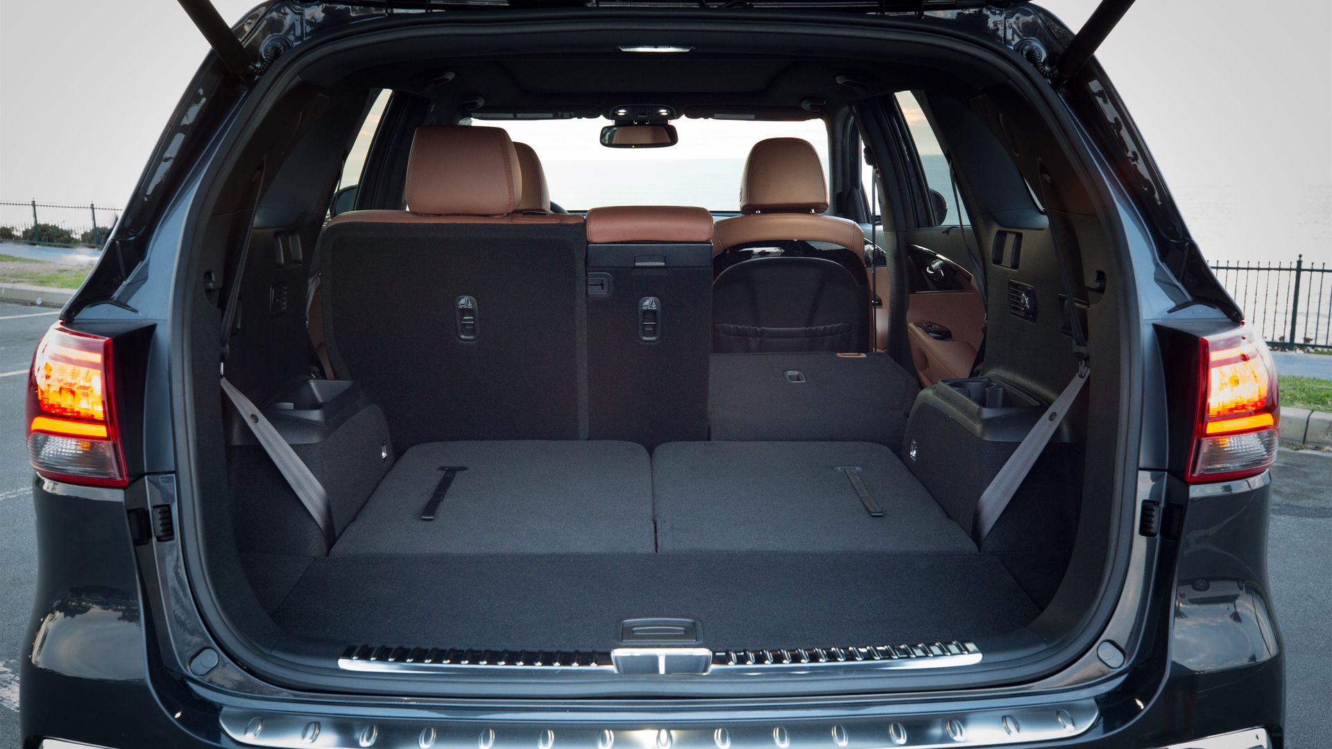 Image of the rear cargo area in a 2019 Kia Sorento SUV
