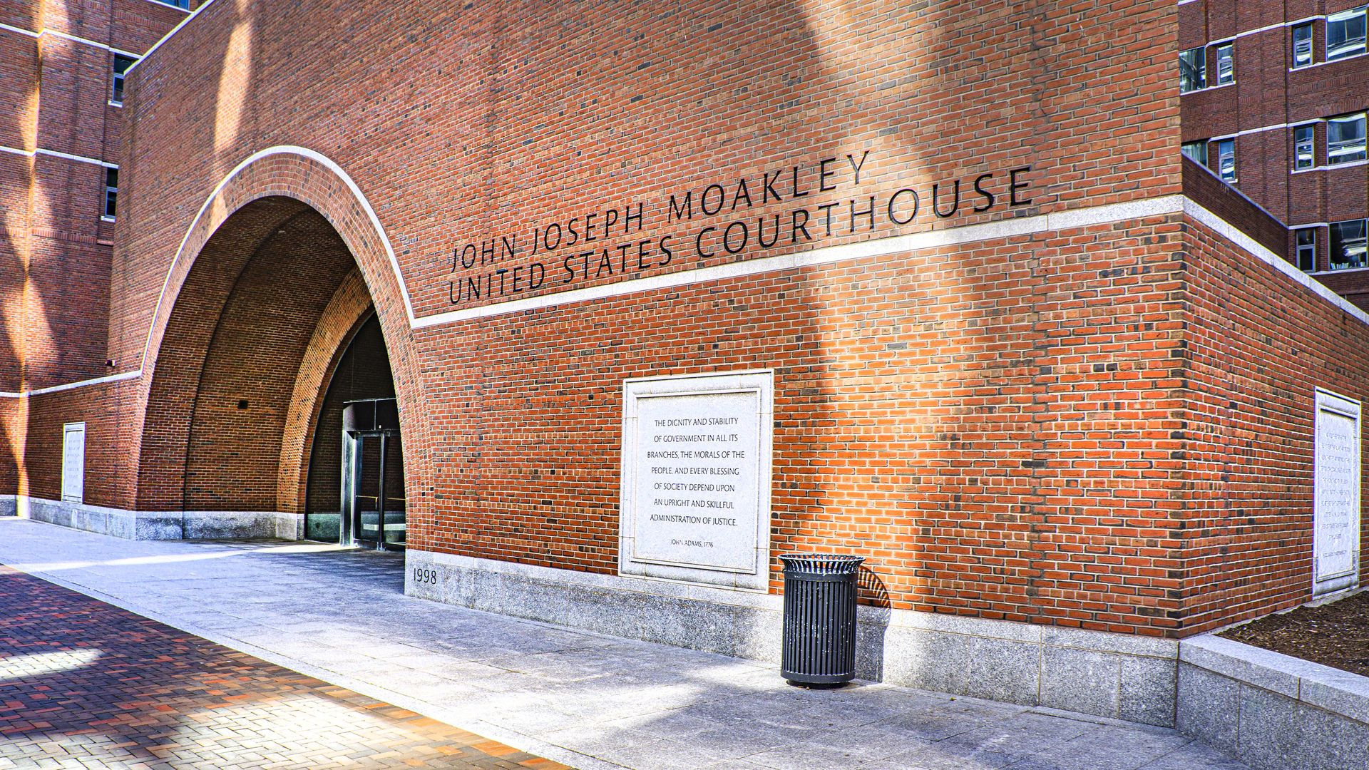 The exterior of the John Joseph Moakley U.S. Courthouse in Boston's Seaport District.