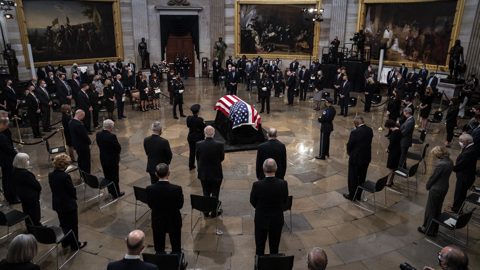 The casket of former Sen. Bob Dole in the Capitol on Dec. 9.