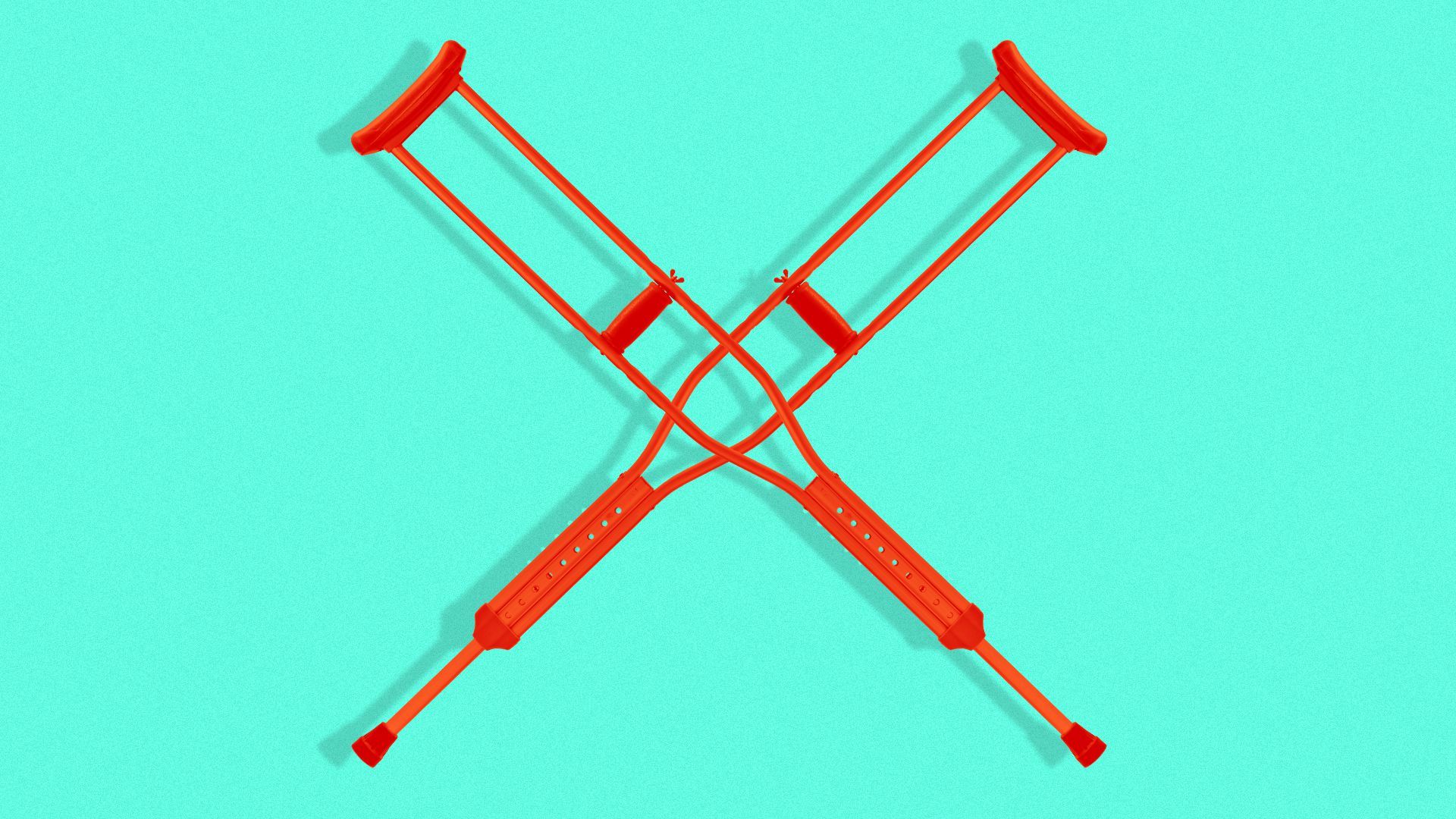 Illustration of red crutches in the shape of an x