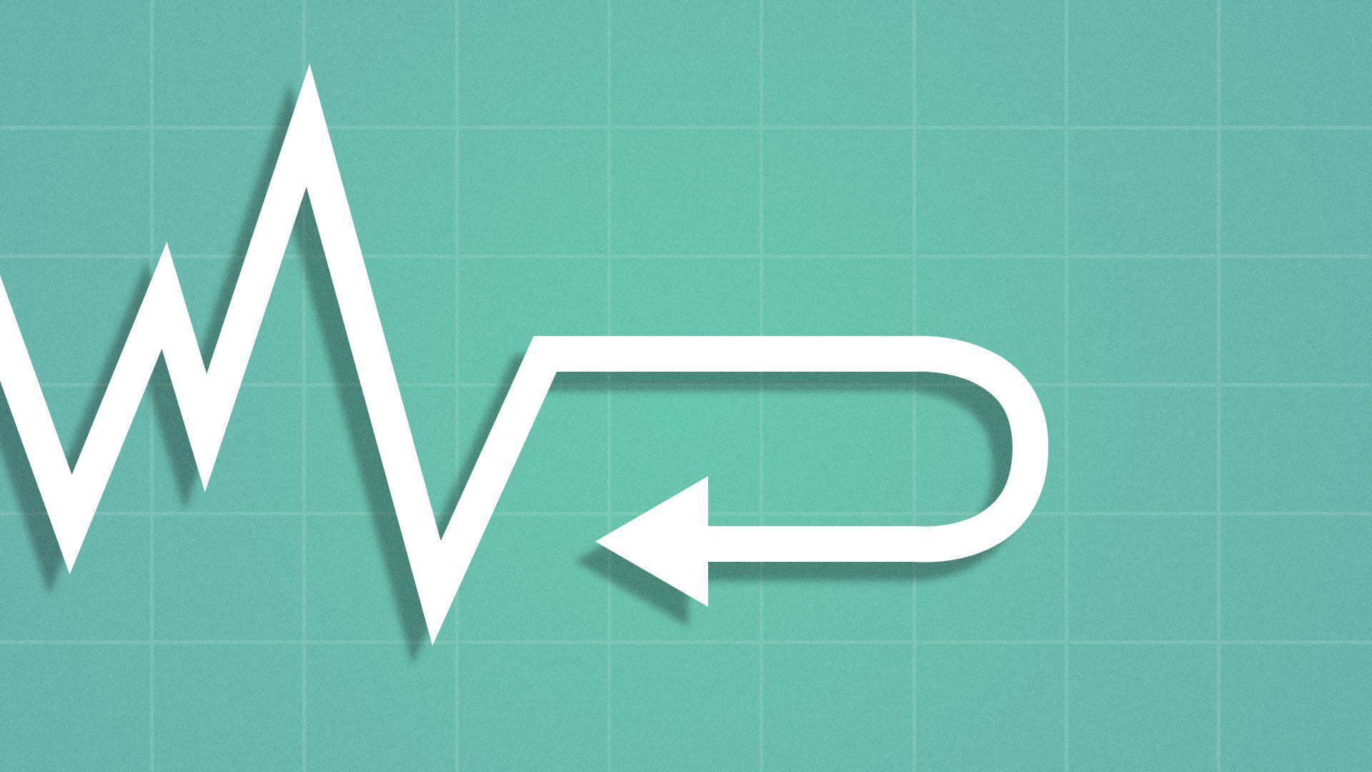 Illustration of line graph going in reverse