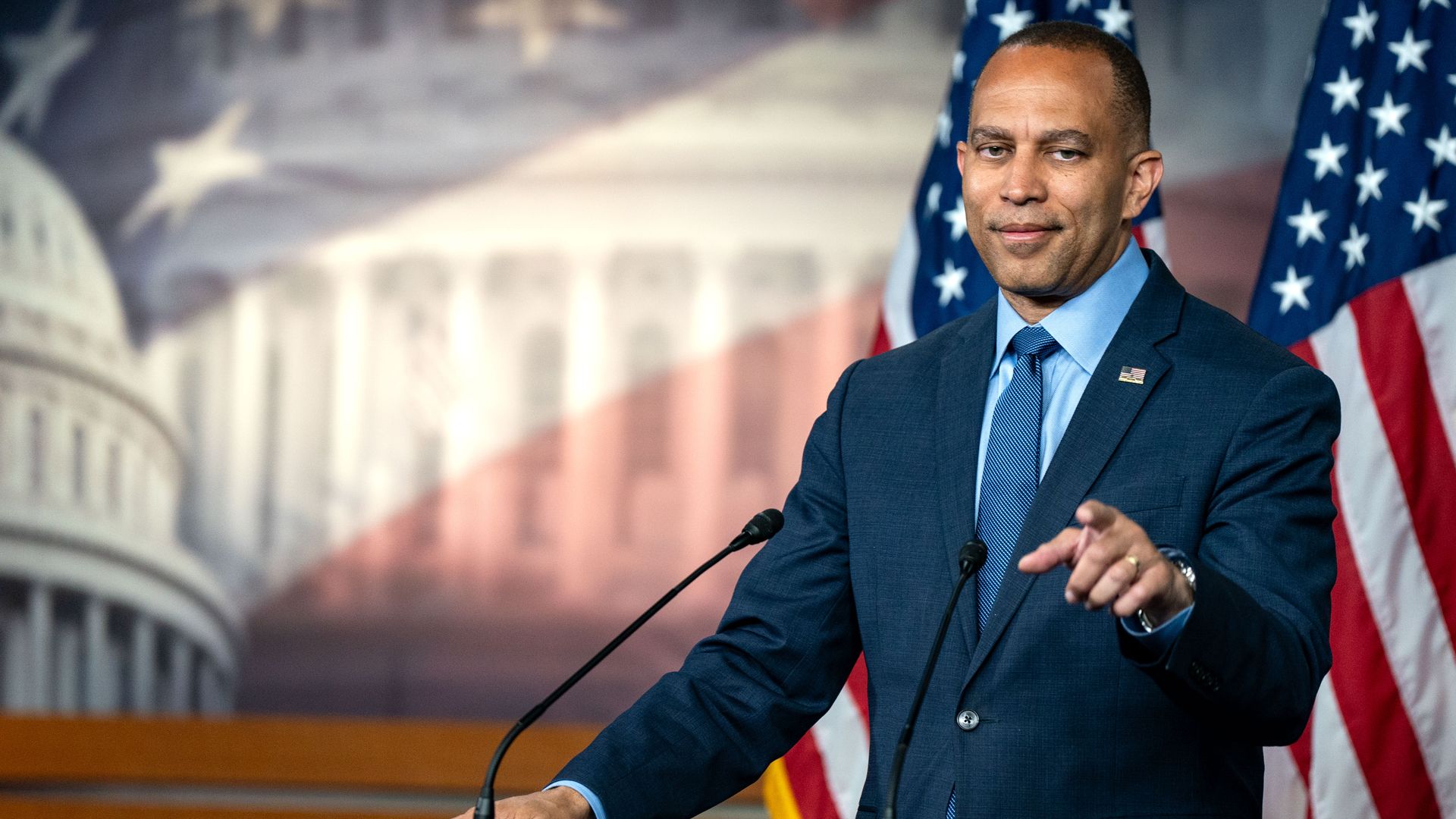 House Minority Leader Hakeem Jeffries (D-NY) speaks during a news conference at the U.S. Capitol on June 14, 2024 in Washington, DC.