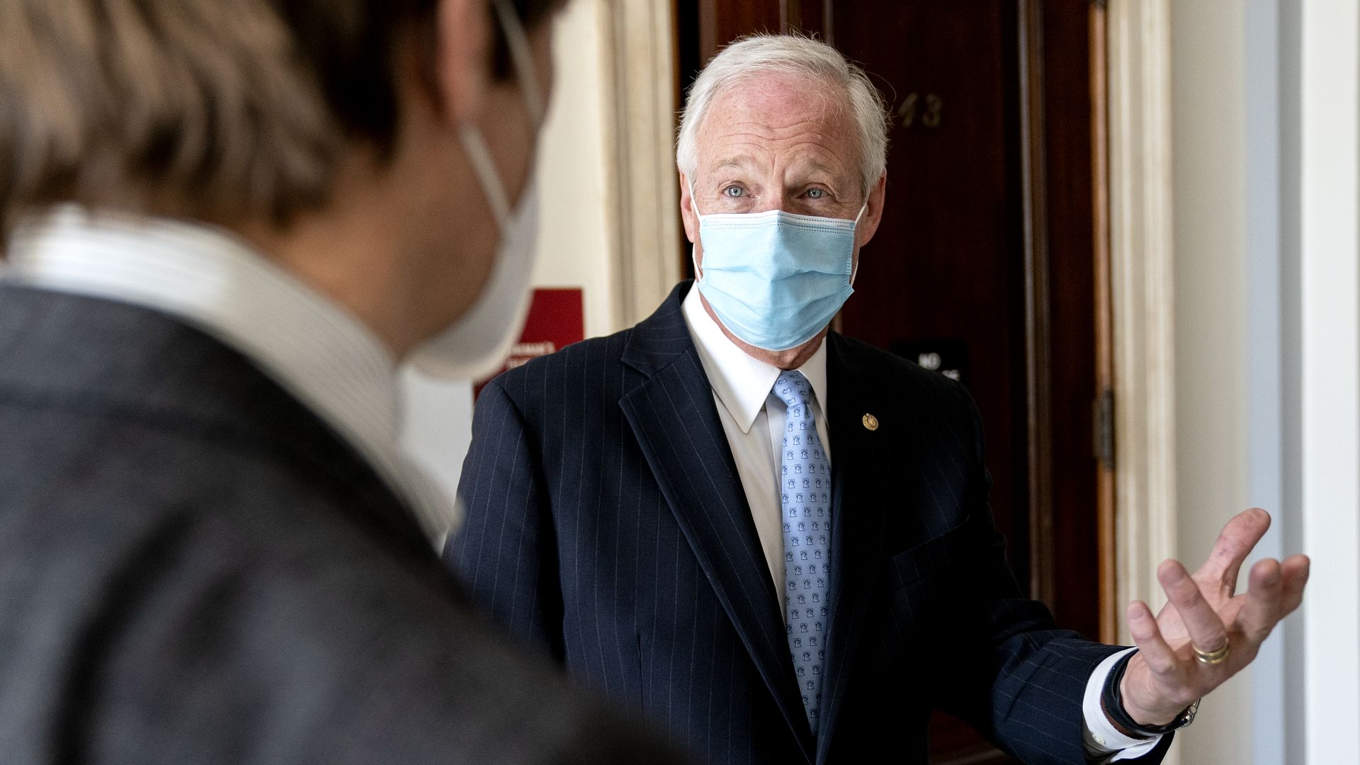 Sen. Ron Johnson speaking in the Russell Senate Office Building in Washington, D.C., on March 4.