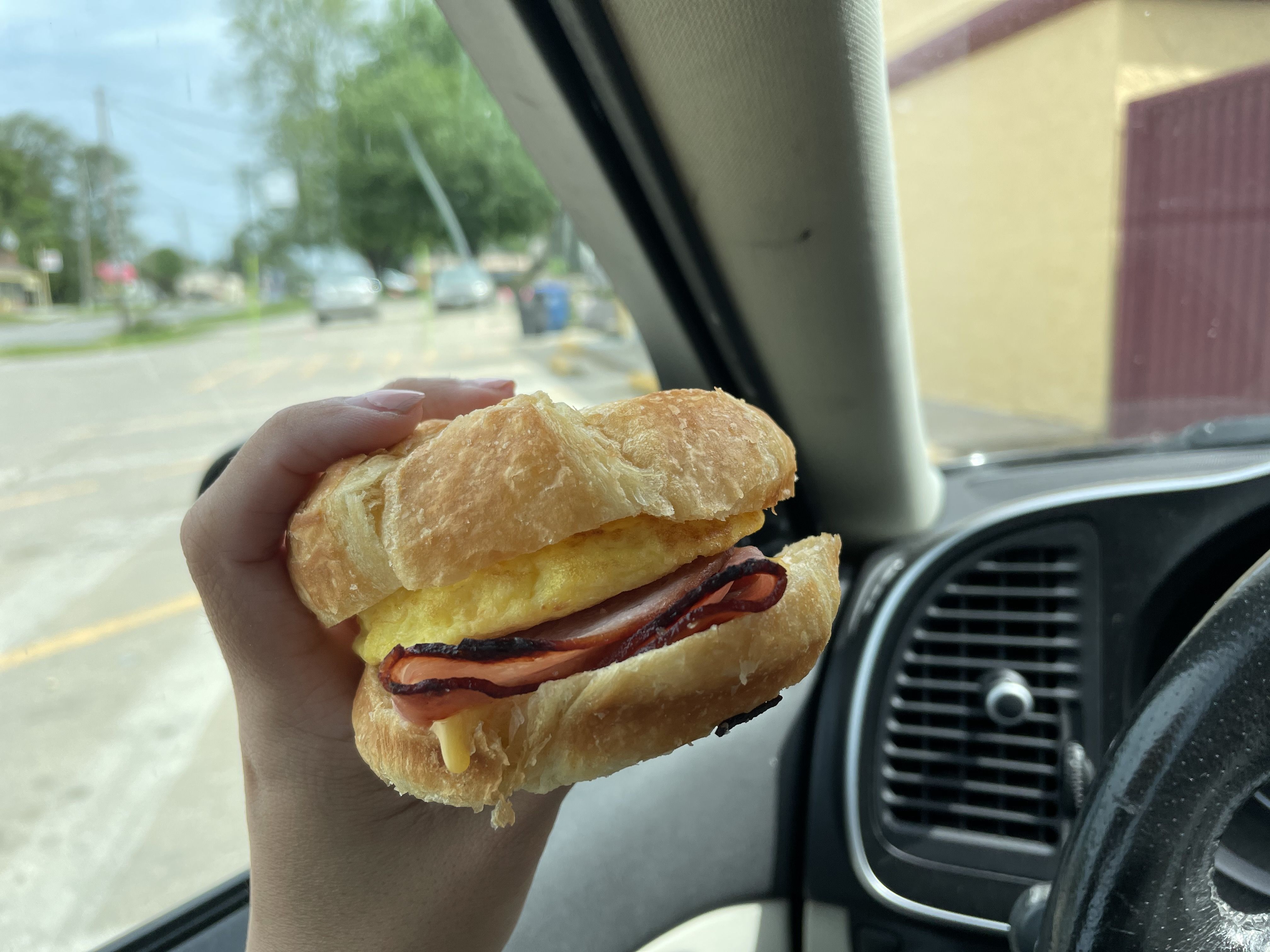 A ham, egg & cheese croissant from Casey's.