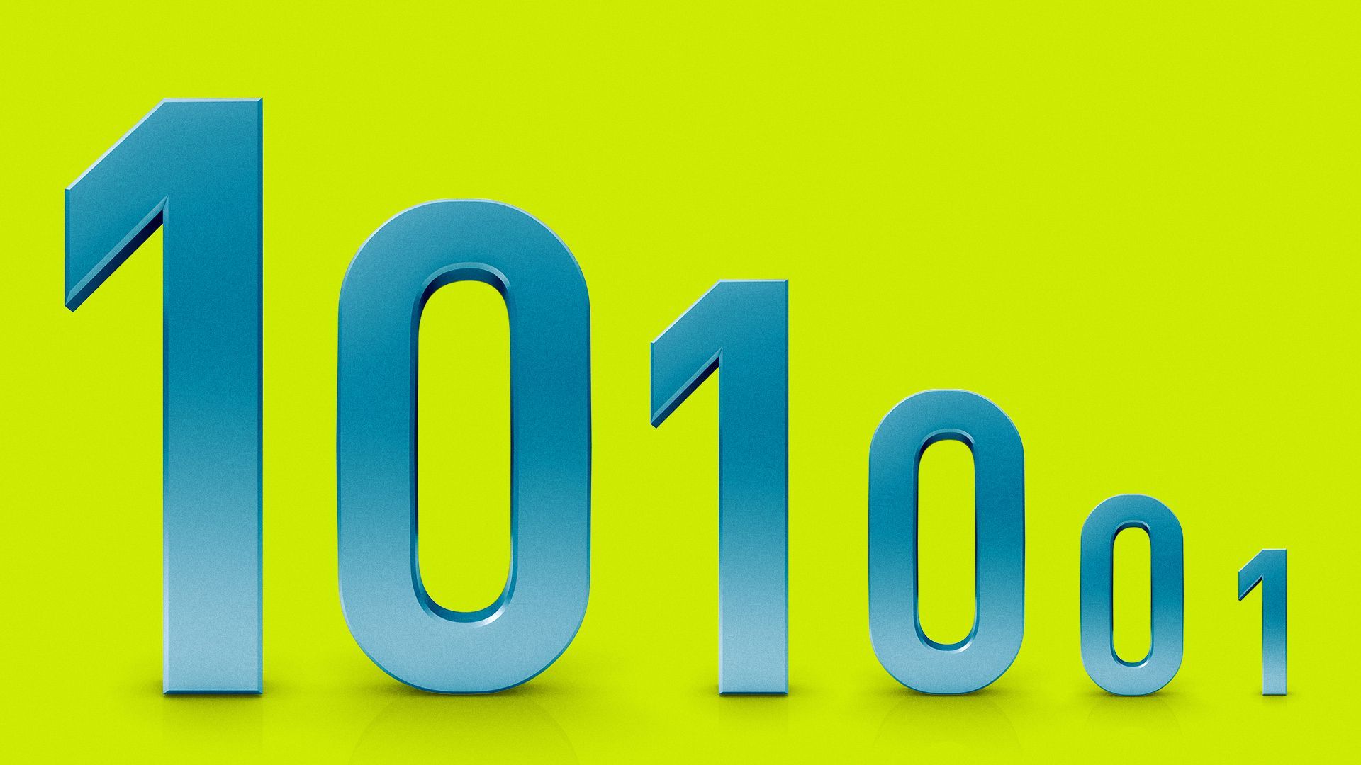 Illustration of a line of 1s and 0s getting smaller.