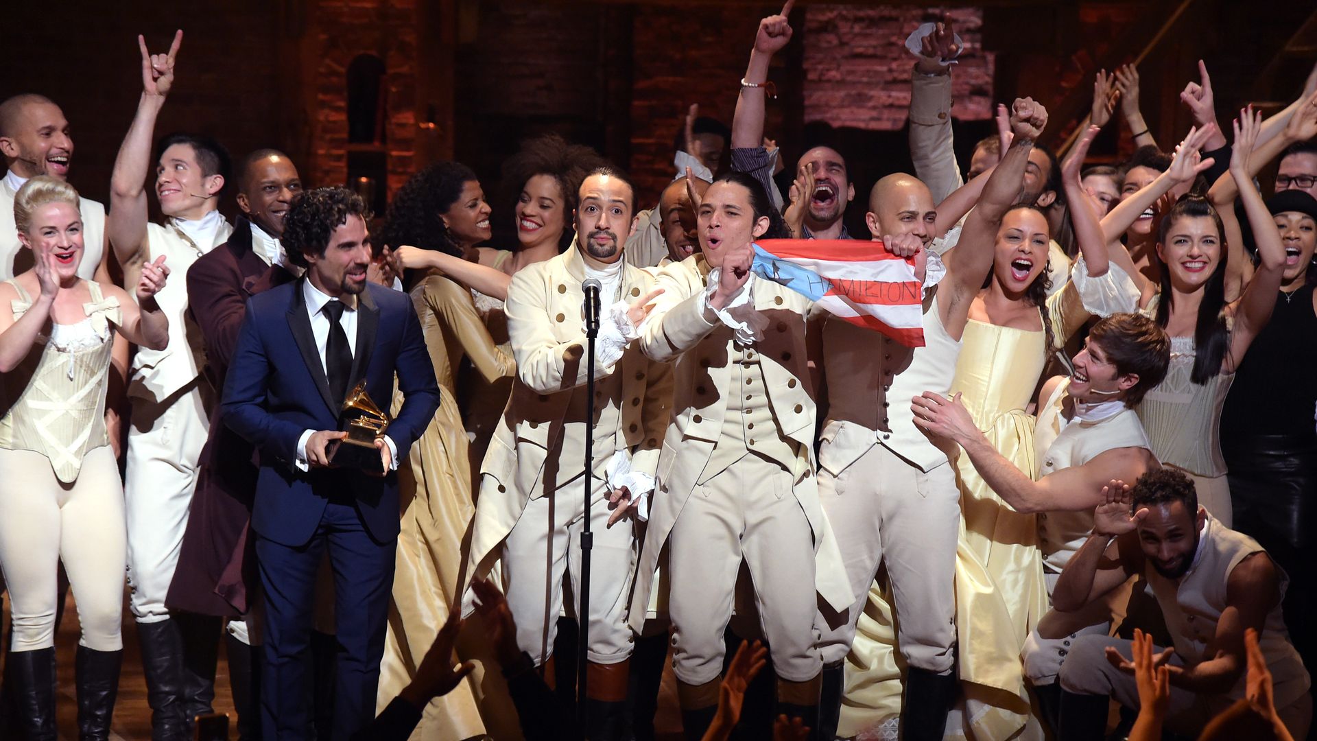 Cast of Hamilton at the 2016 Grammy Awards.