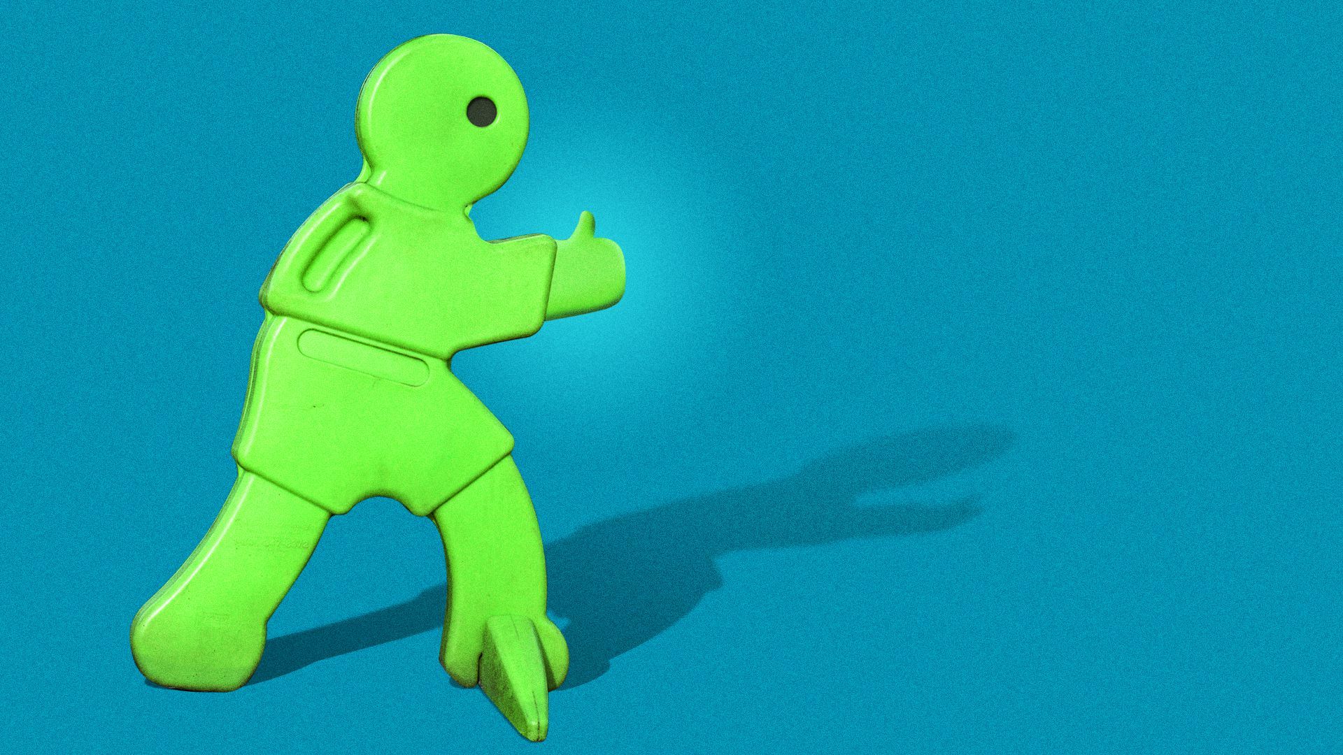 Illustration of a plastic crossing guard giving a thumb's up.