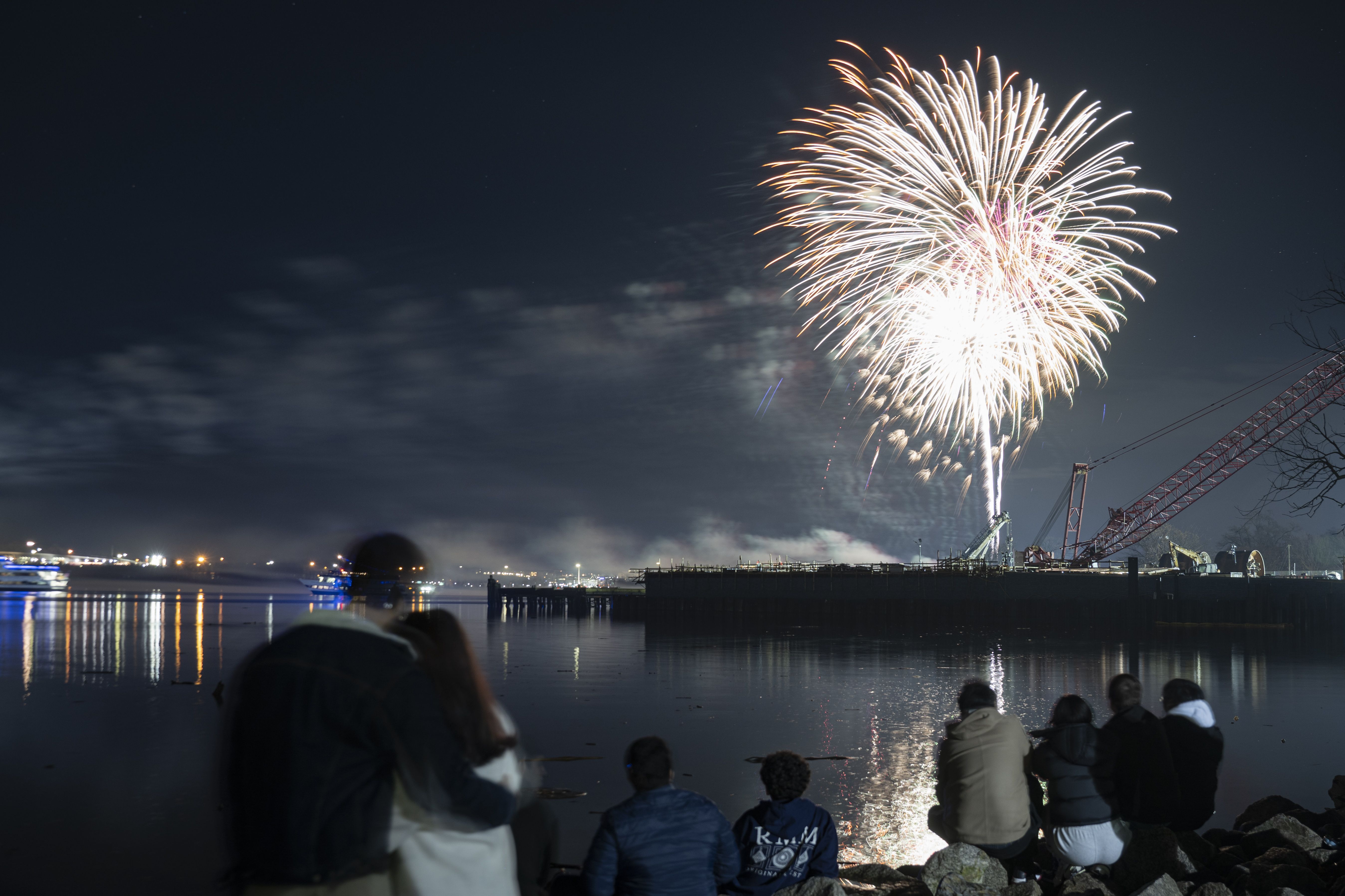 Fireworks light up the sky over the Potomac River in Virginia United States on Jan. 1.