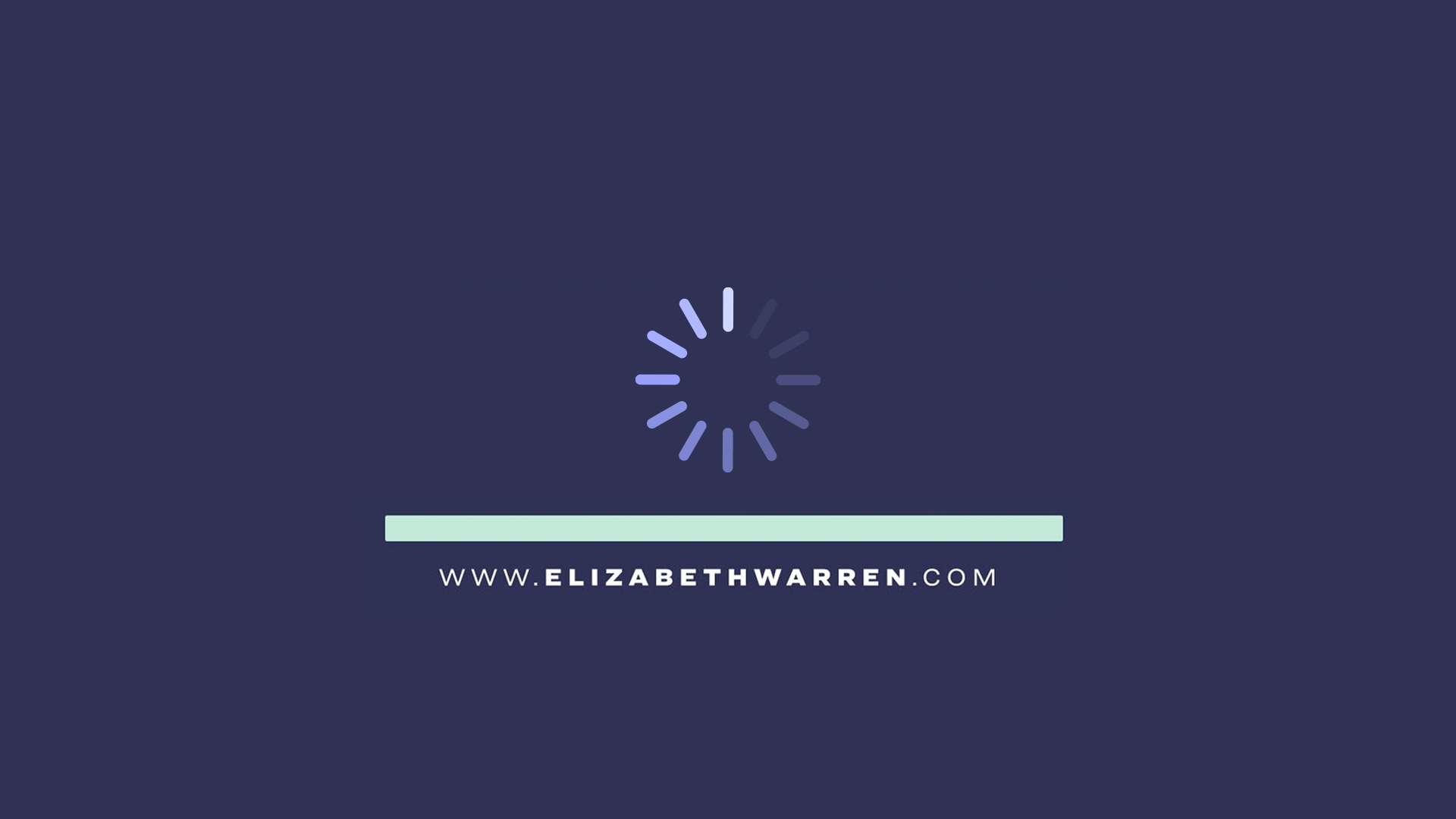 Animated illustration of a loading, spinning circle icon on Elizabeth Warren's campaign website