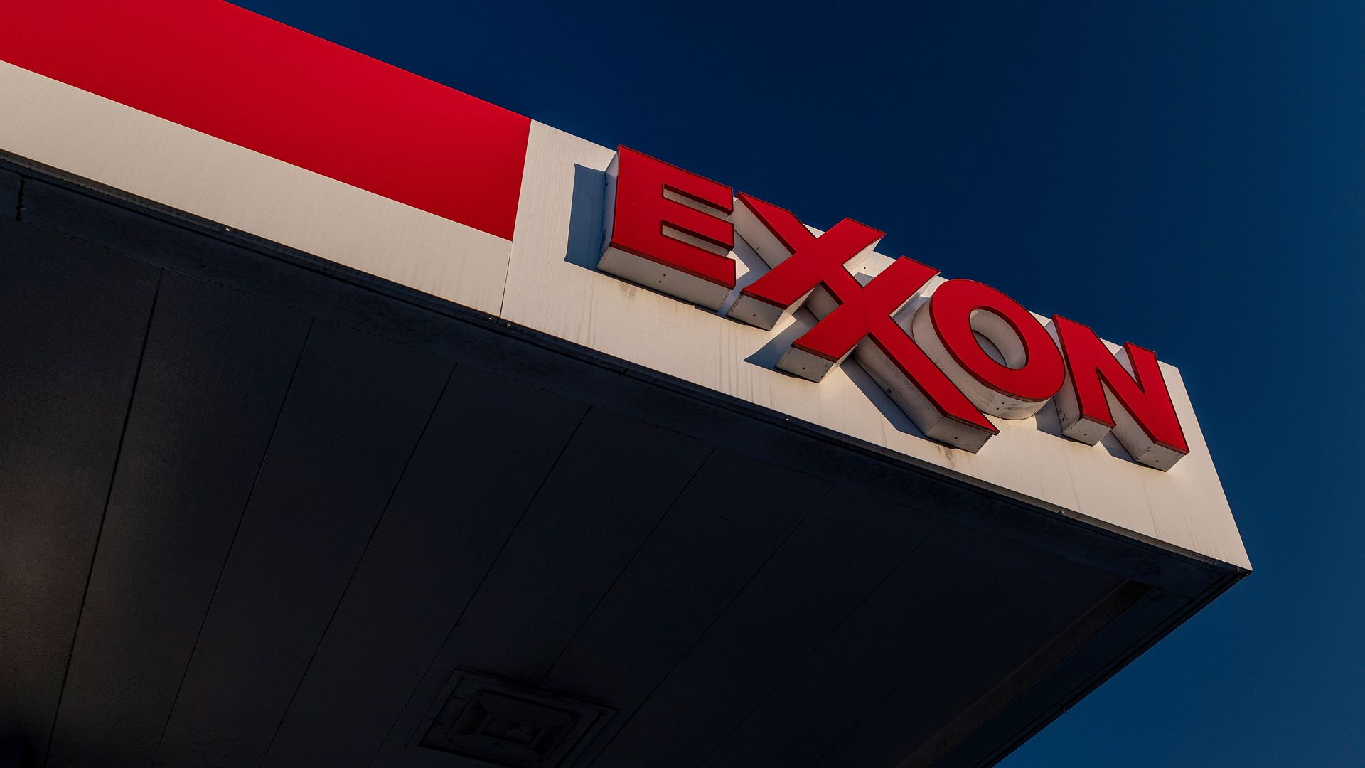 Signage at an Exxon Mobil gas station in El Cerrito, California