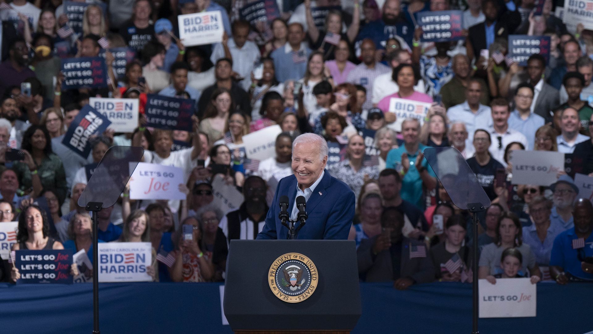 S. President Joe Biden speaks at a post-debate campaign rally on June 28, 2024 in Raleigh