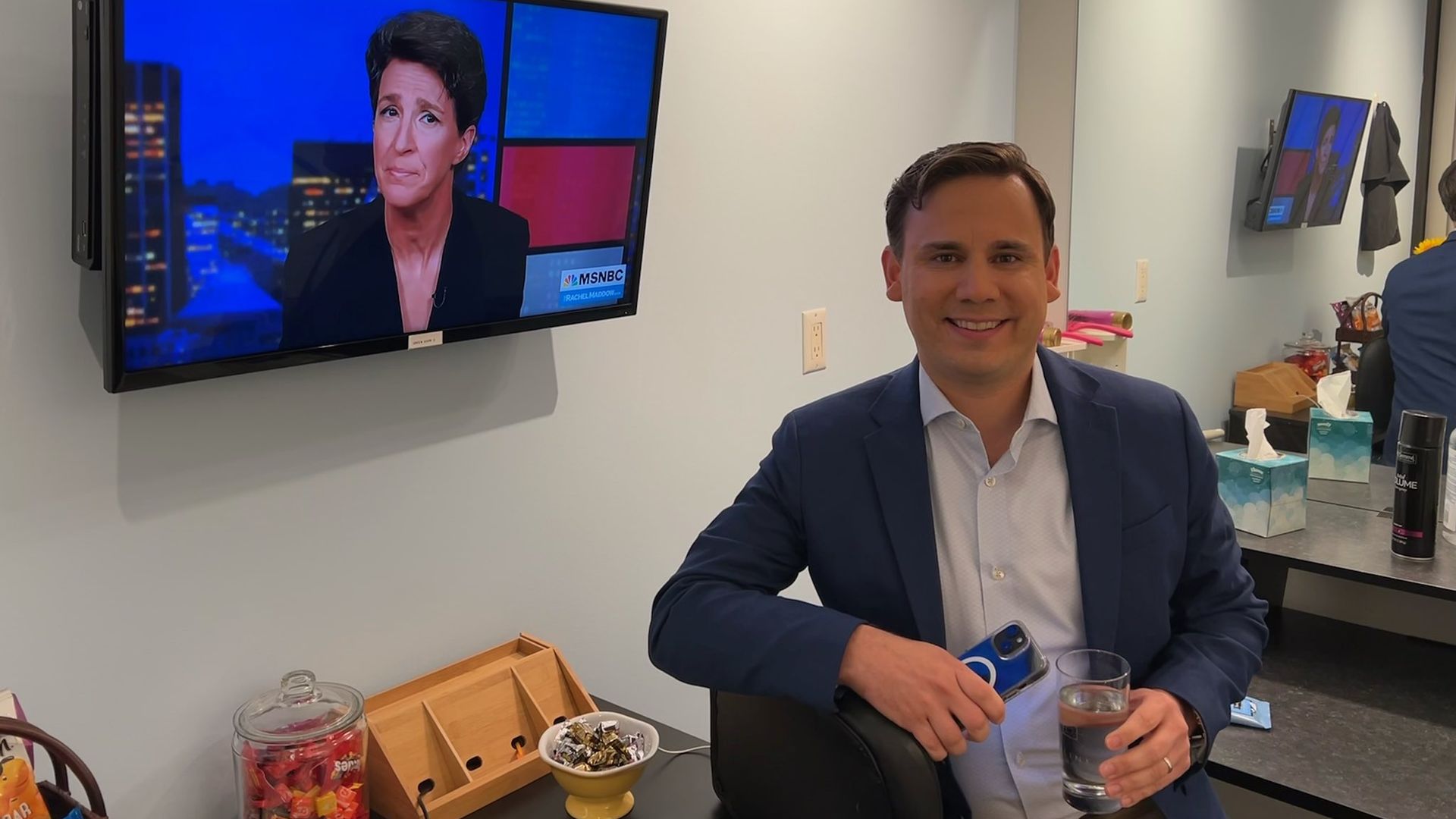 Chris Gloninger next to Rachel Maddow