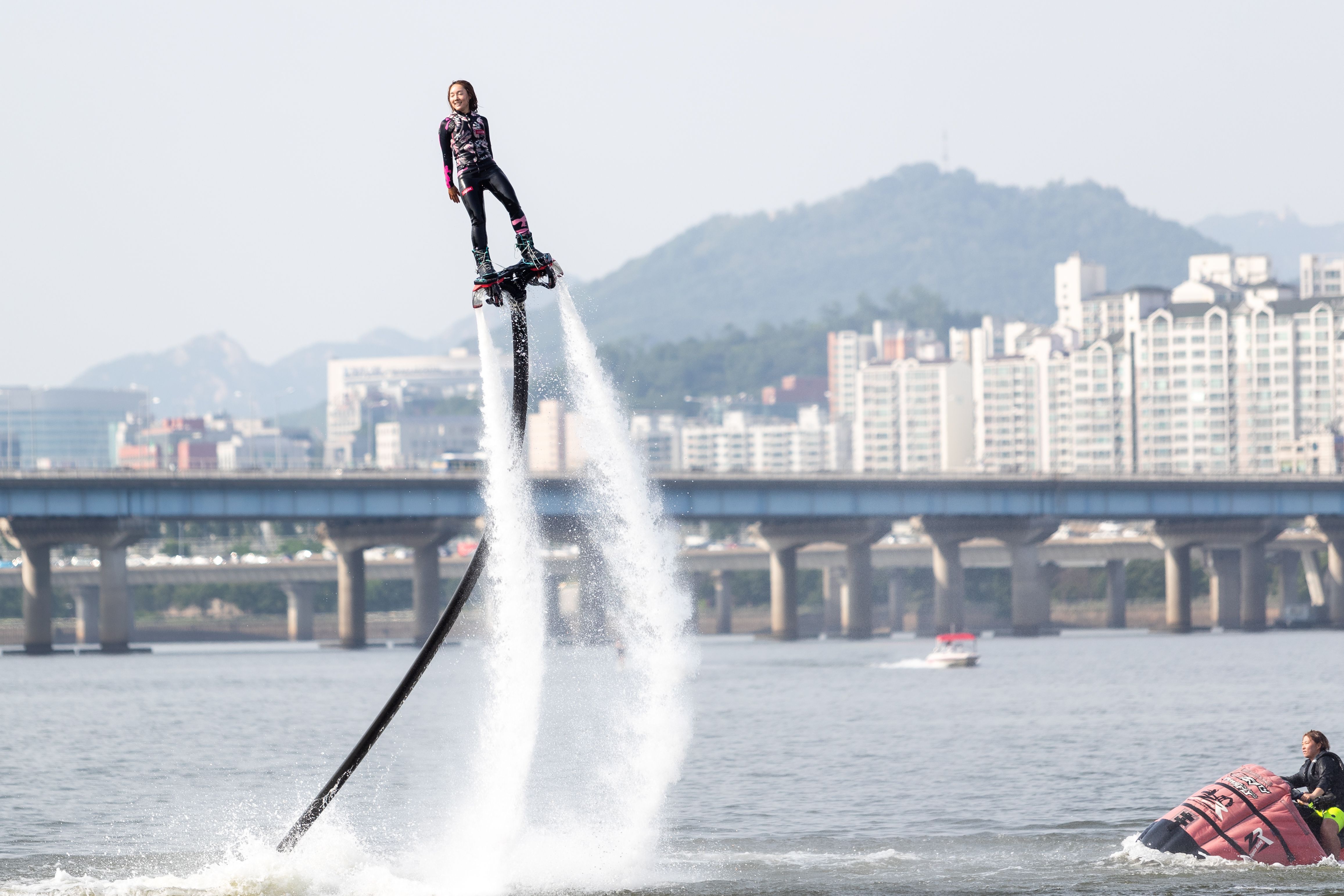 Woman riding flyboard