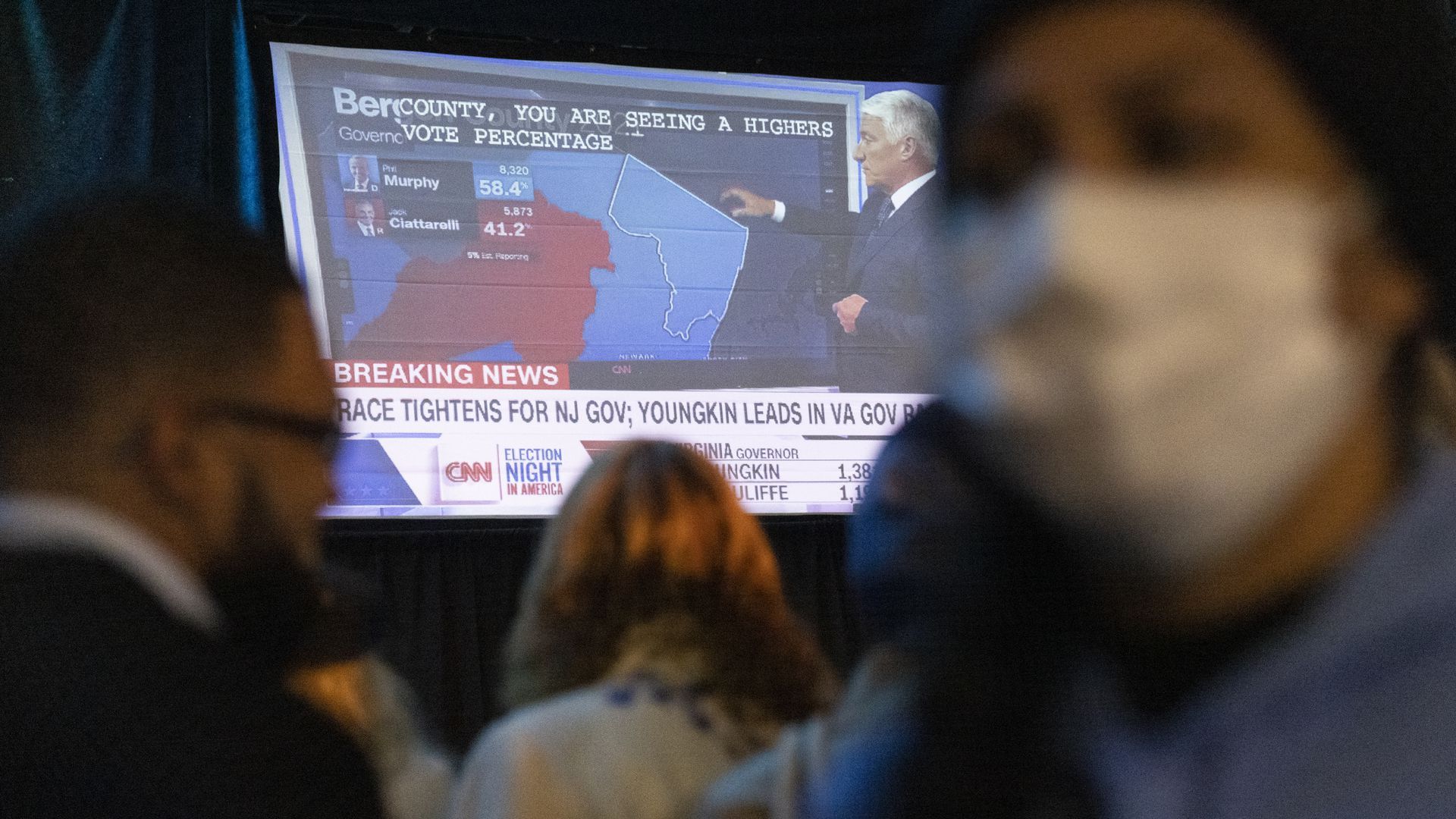 CNN's John King is shown at his Magic Wall during an election-night event for Gov. Phil Murphy in Asbury Park, N.J., on Tuesday.