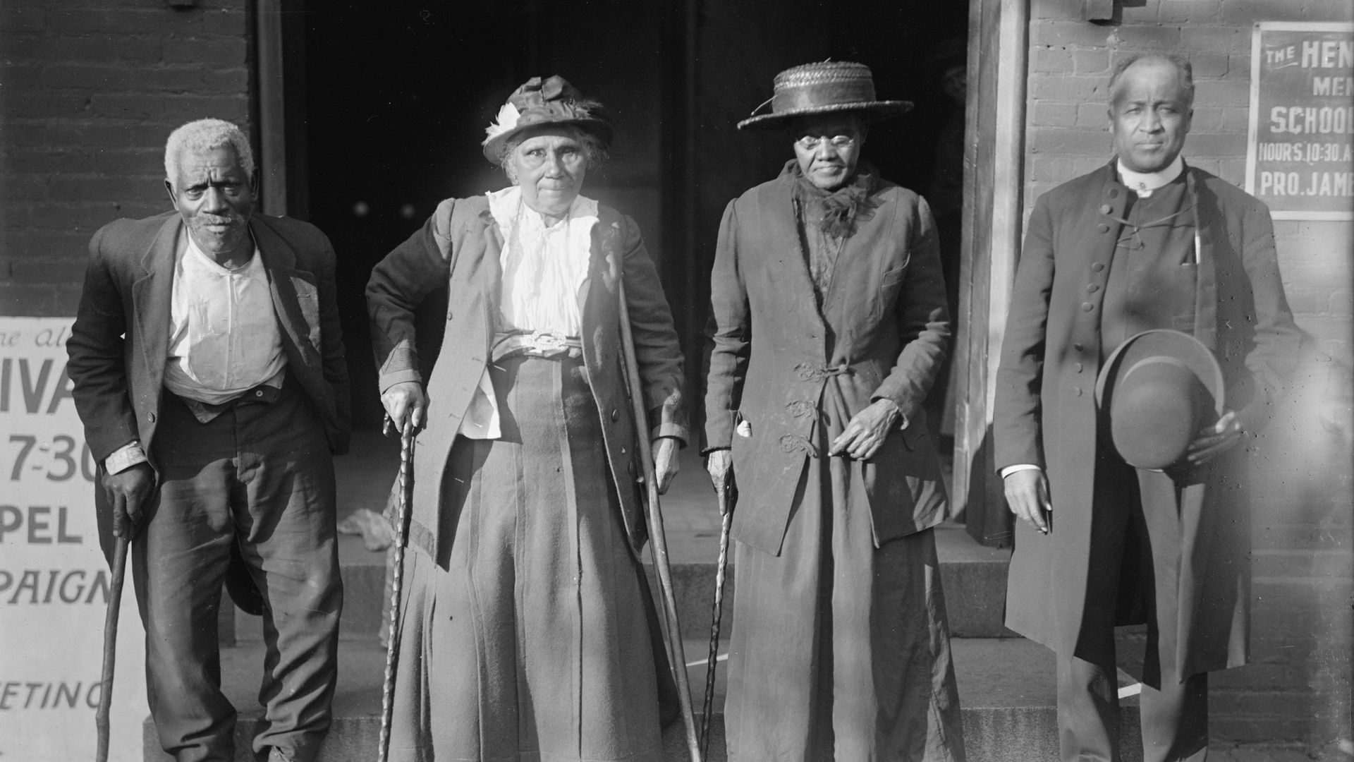 Formerly enslaved Black Americans gather for a reunion in 1917.
