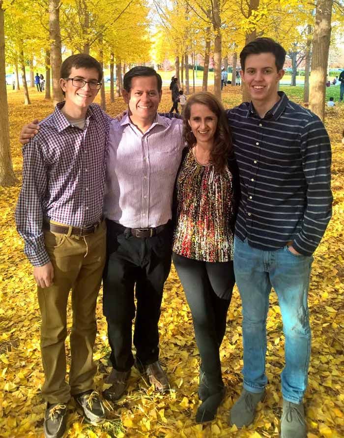 Family photo: Felipe, Carlos, Diana and Daniel