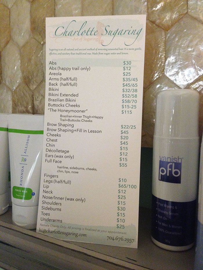 Charlotte sugaring prices
