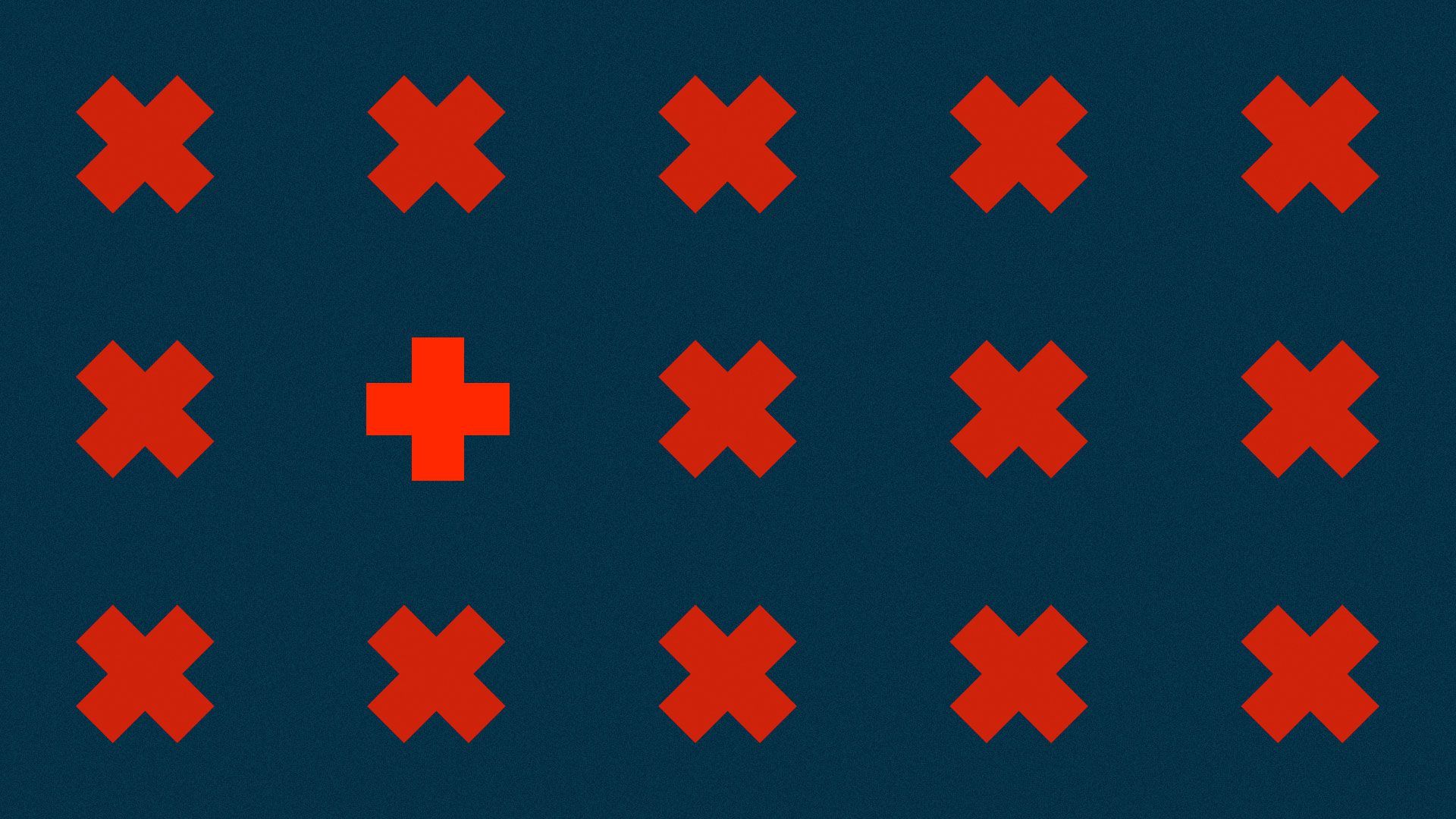 Illustration of patterns of hospital plus turned into x's and one right side up