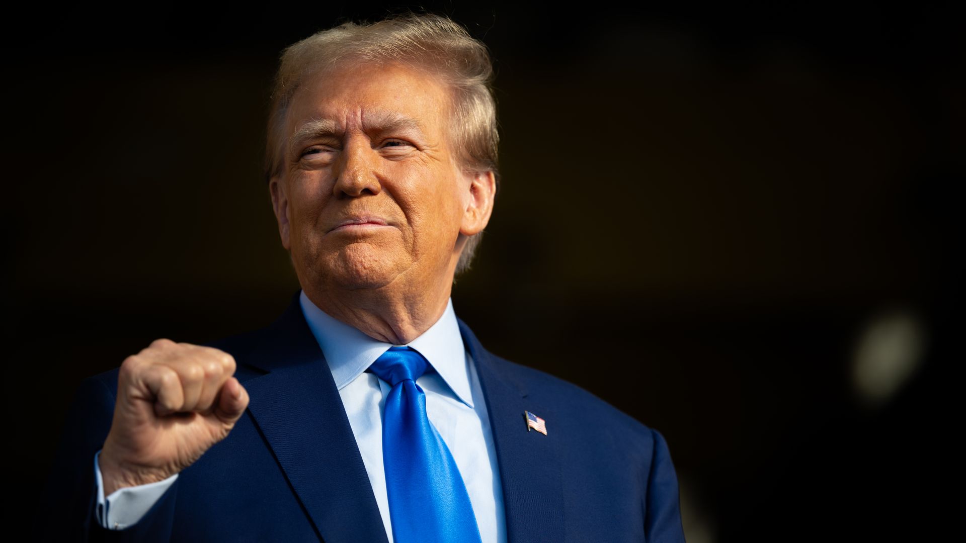 Republican presidential candidate former U.S. President Donald Trump looks on during a campaign rally at Trendsetter Engineering Inc. on November 02, 2023 in Houston, Texas. 