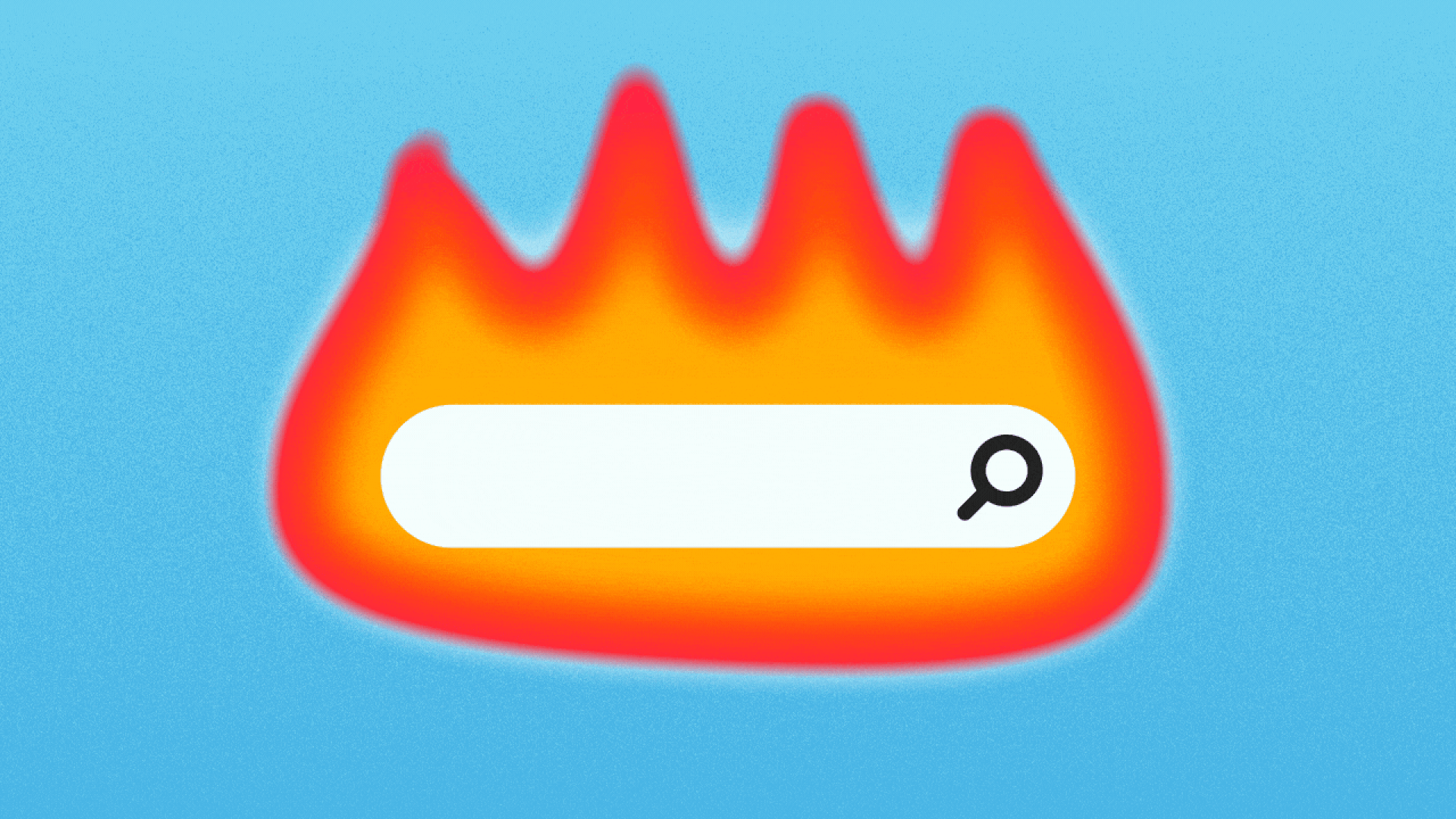 Illustration of an internet search bar on fire.