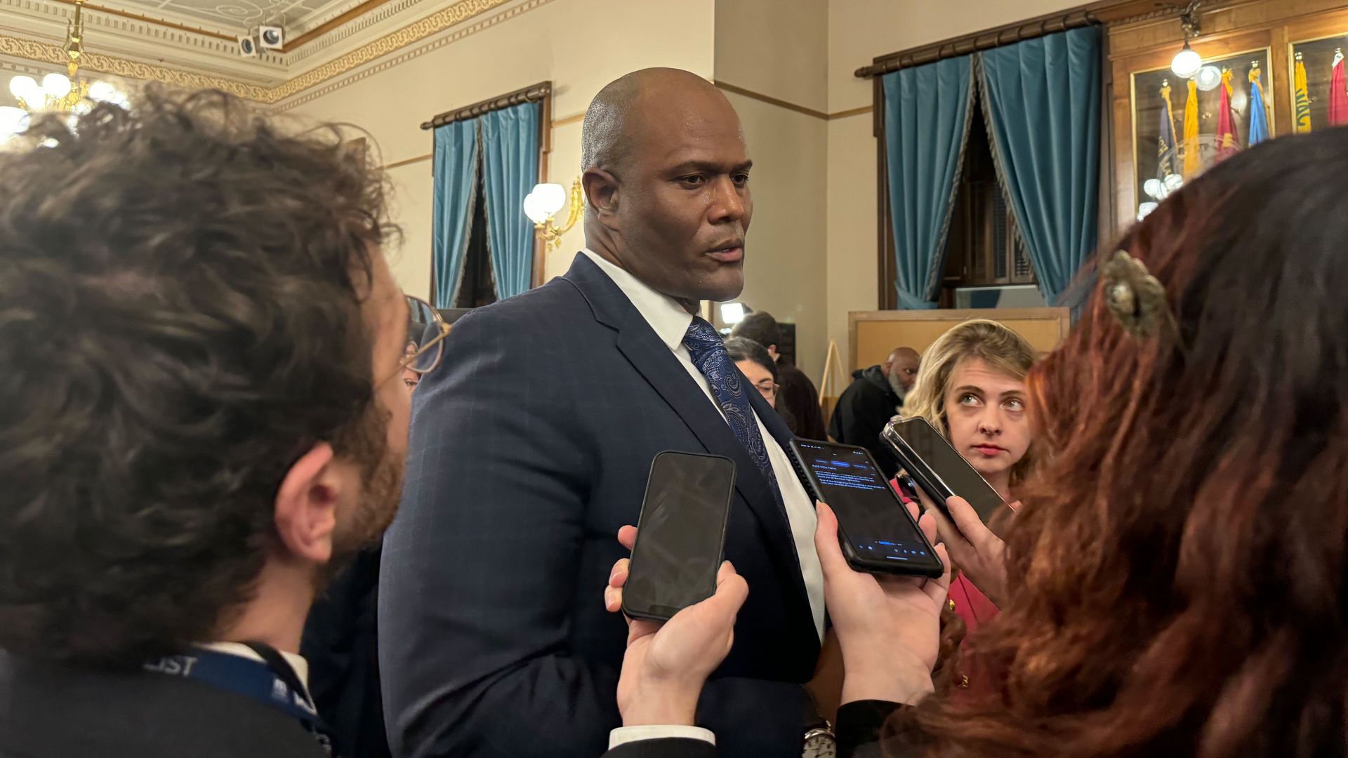 House Speaker Joe Tate (D-Detroit) inside the House appropriations room at the state Capitol in Lansing.