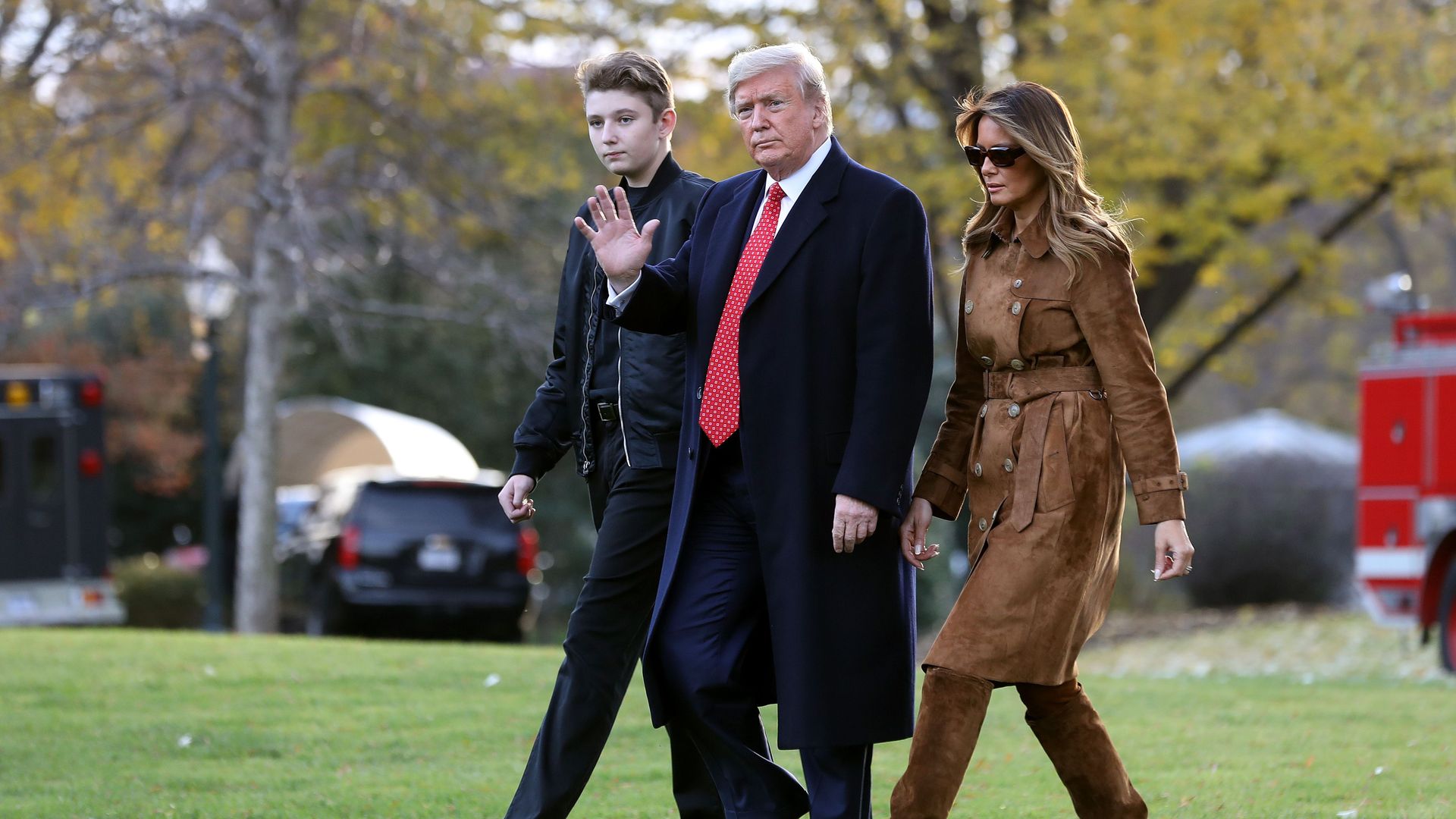 President Trump, First Lady Melania Trump and their son Barron, 13, leave the White House for Mar-a-Lago on Tuesday