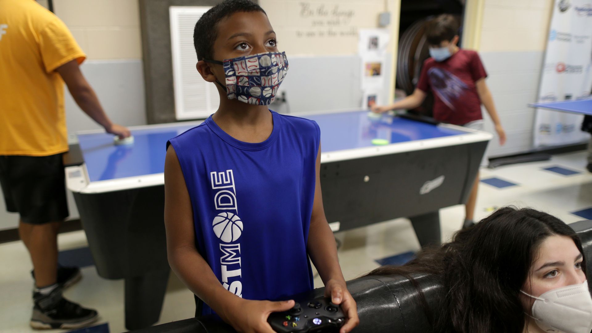 A camper plays Minecraft at the Danvers YMCA Summer Camp in Danvers, Massachusetts, earlier this month. Photo: Jonathan Wiggs/The Boston Globe via Getty Images.