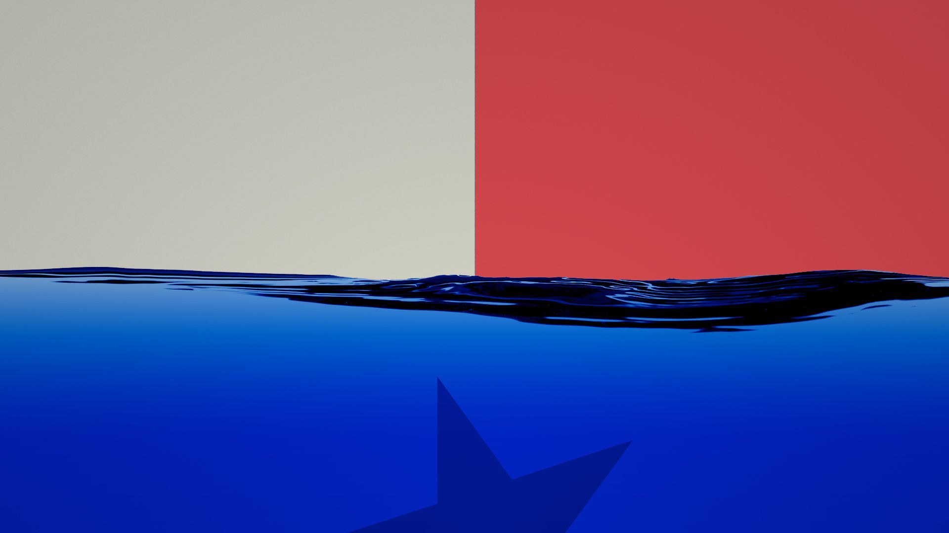 Illustration of the Texas flag rotated 90 degrees, with water replacing the blue part.