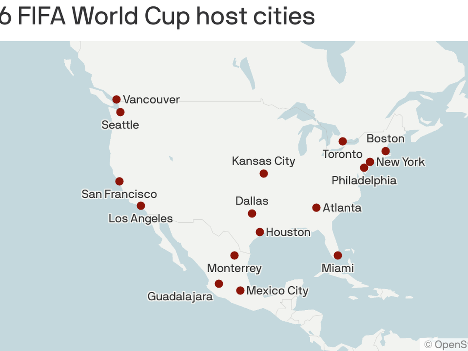FIFA Names 16 Cities to Host 2026 World Cup Matches