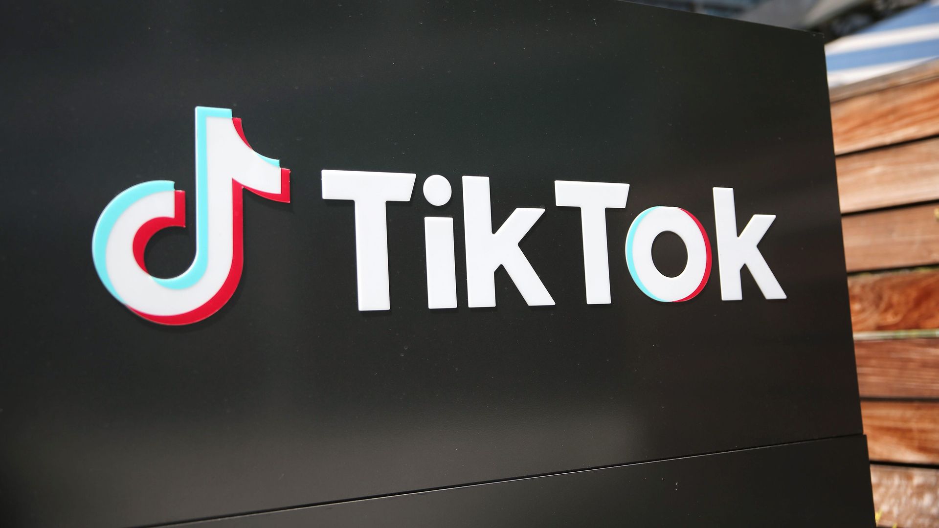 The TikTok logo appears outside of the company's office