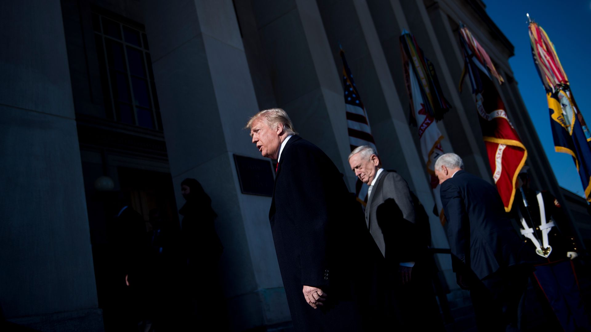 Trump, Mattis, and Pence.