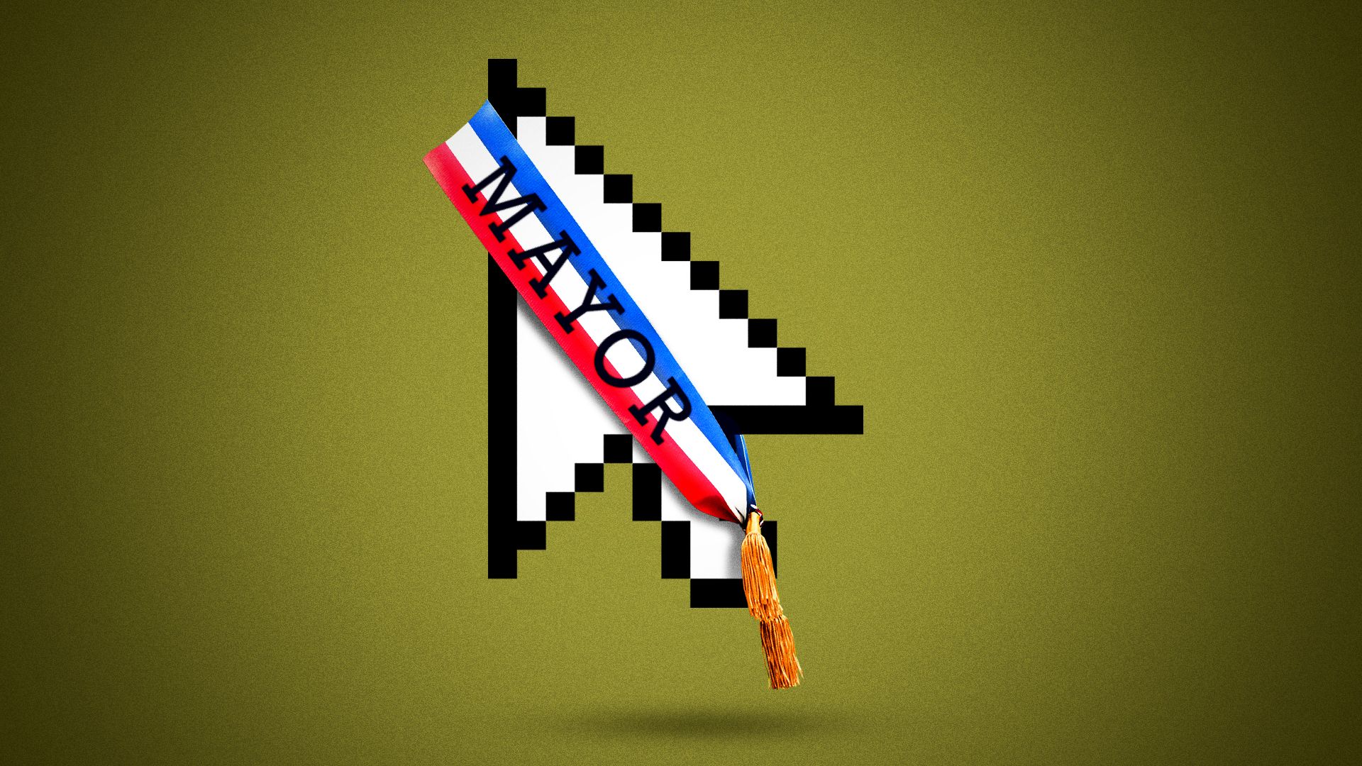 Illustration of a cursor wearing a mayoral sash.