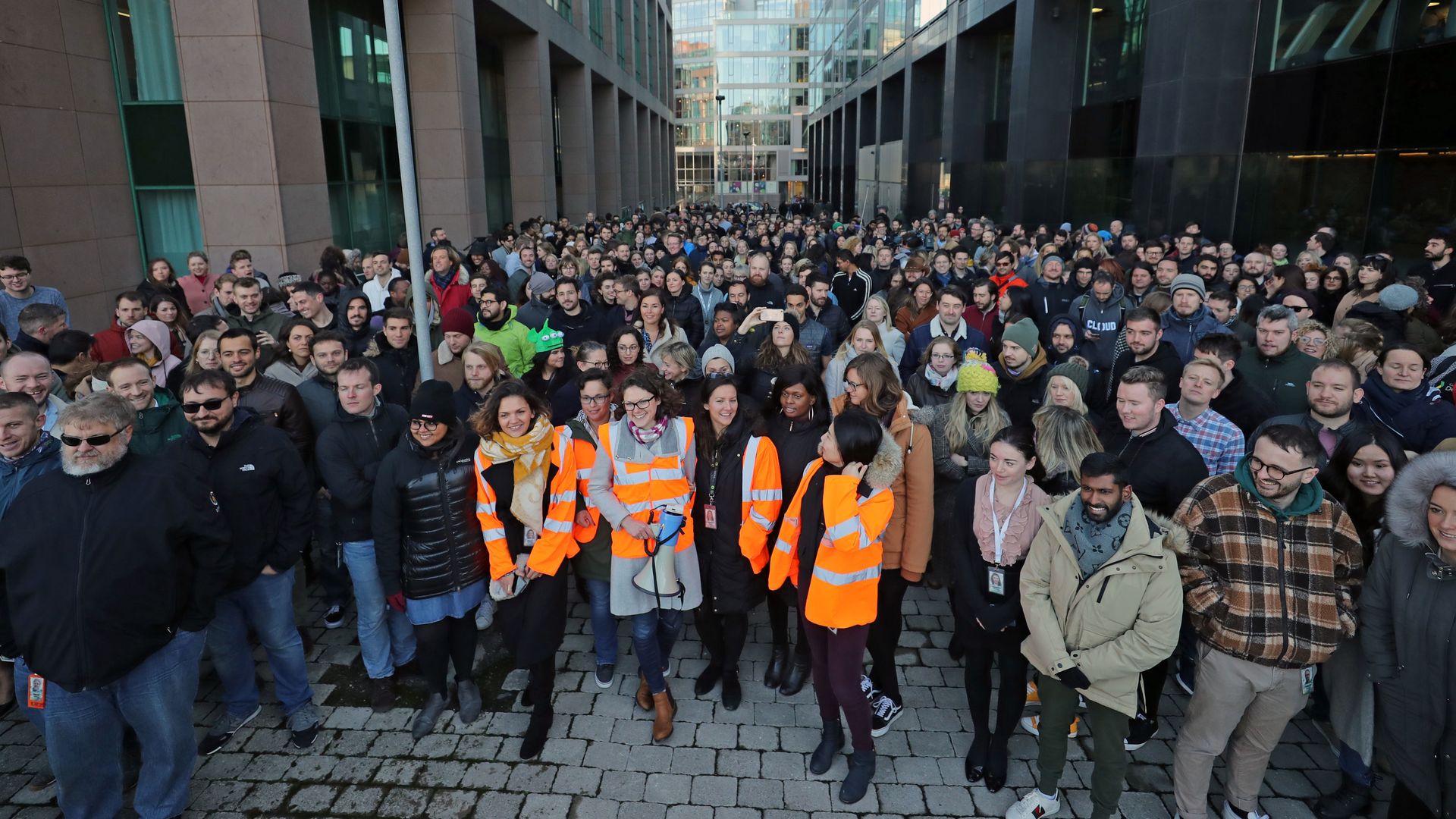 Crowd of google employees at walkout