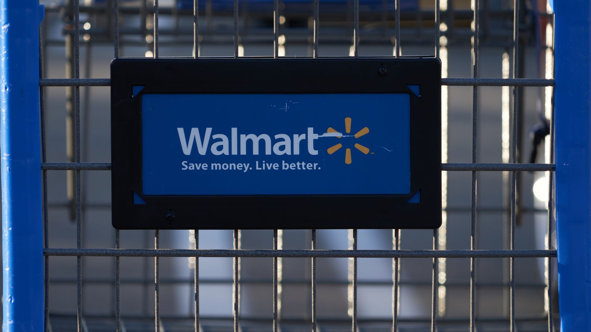 A shopping cart outside a Walmart store in Torrance, California.