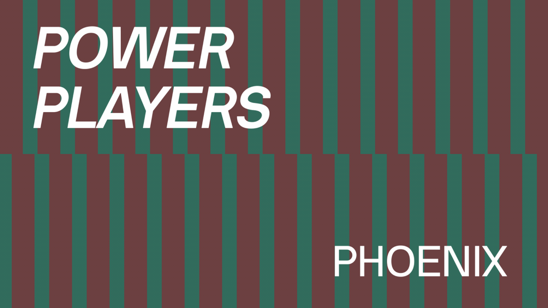 Illustration of two rows of dominos falling with text overlaid that reads Power Players Phoenix.