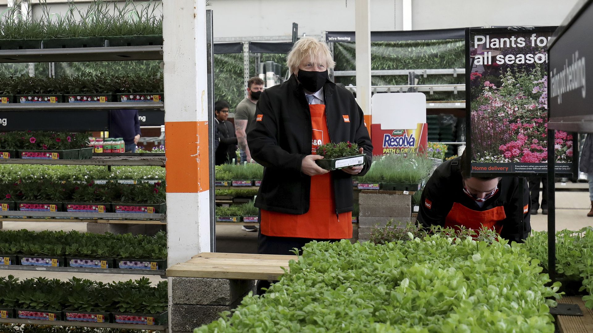 Boris Johnson at a garden store