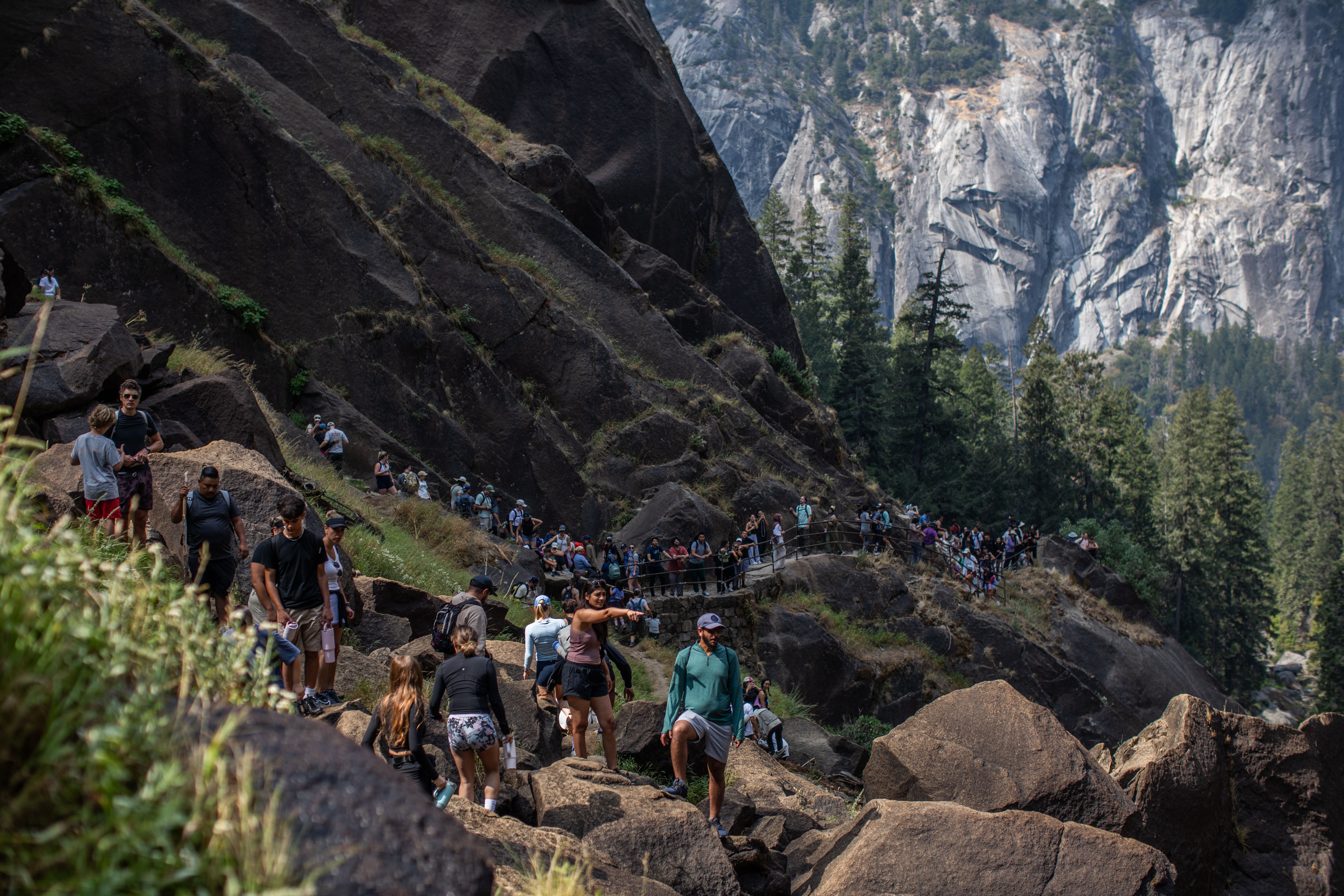 Crowds on the Mist Trail at Yosemite National Park last summer. Photo: Apu Gomes/Getty Images