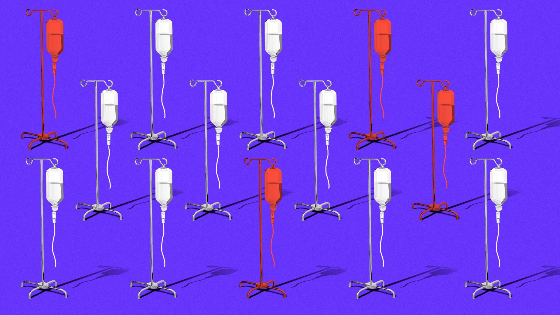 Illustration of a repeating pattern of IV drips with random ones highlighted. 