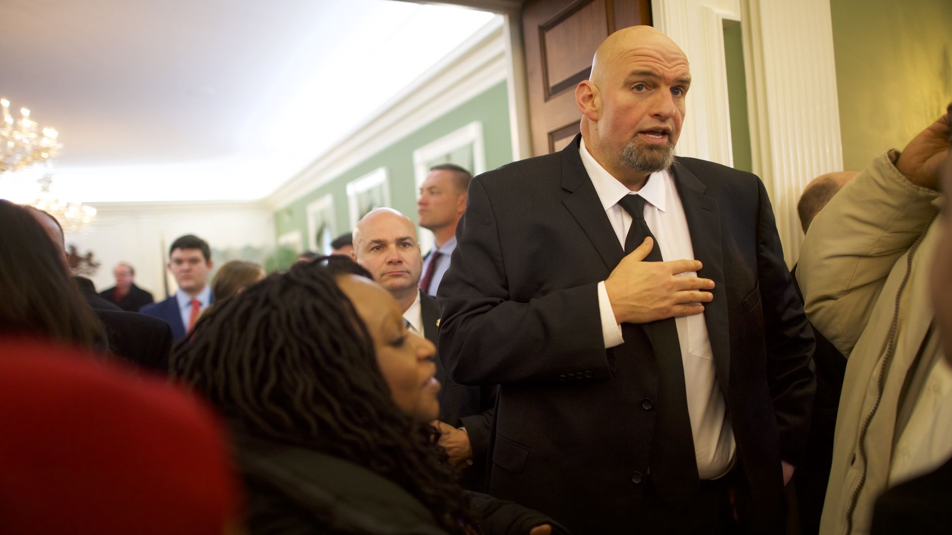 Lieutenant Governor John Fetterman speaking in Harrisburg, Pennsylvania, in January 2020.