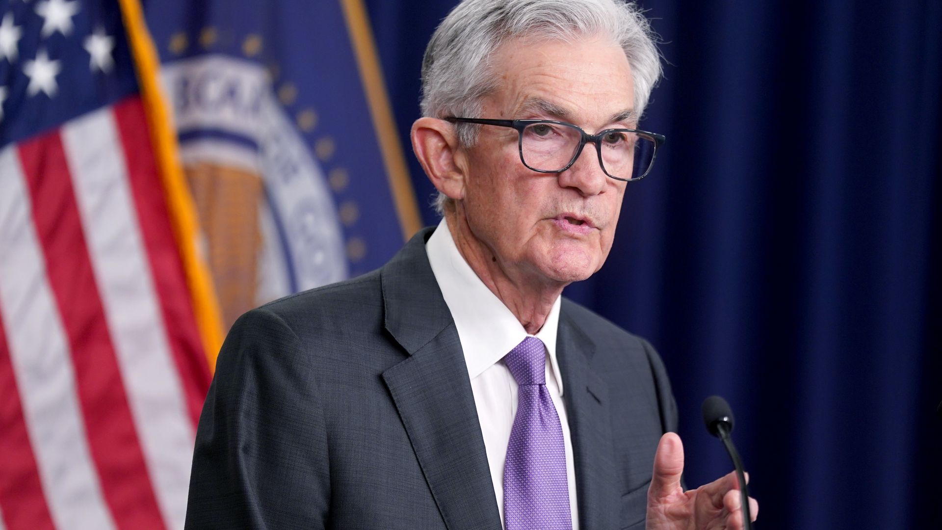 Fed chair Jerome Powell at a press conference