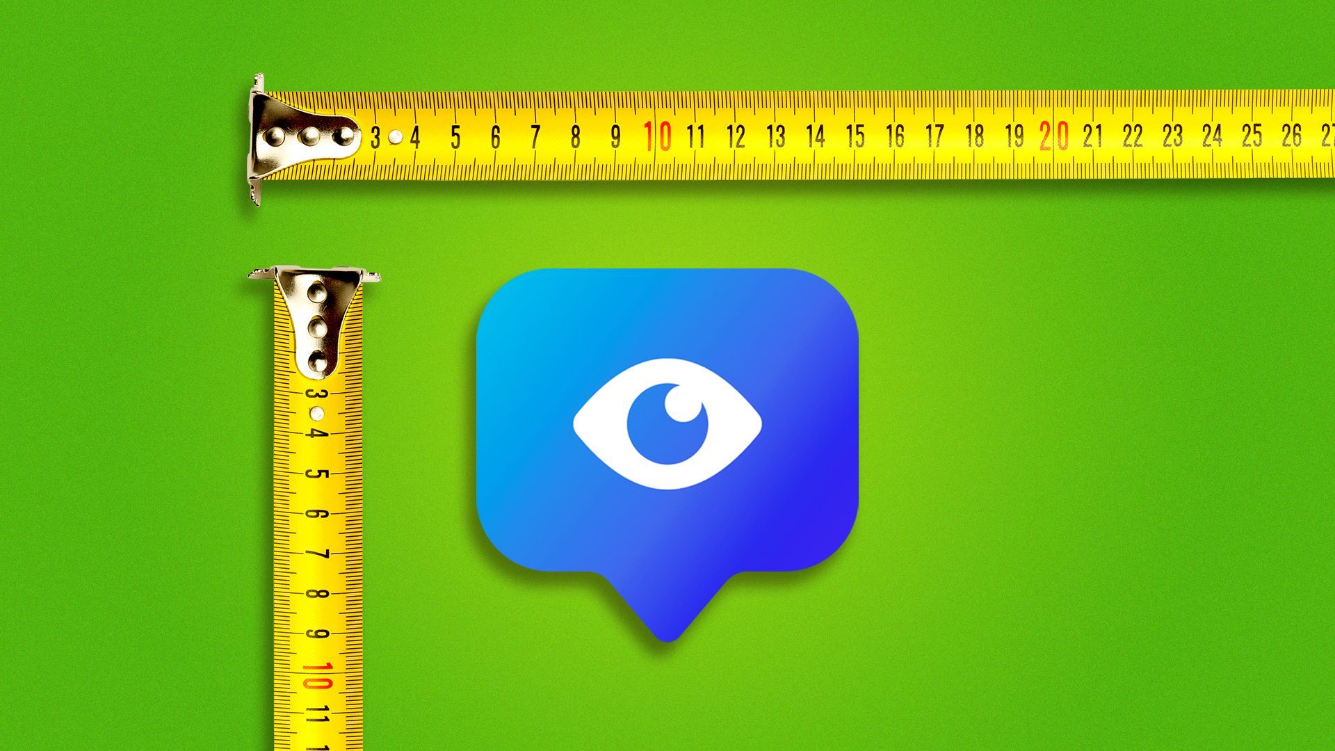 Illustration of measuring tapes measuring a eye icon.